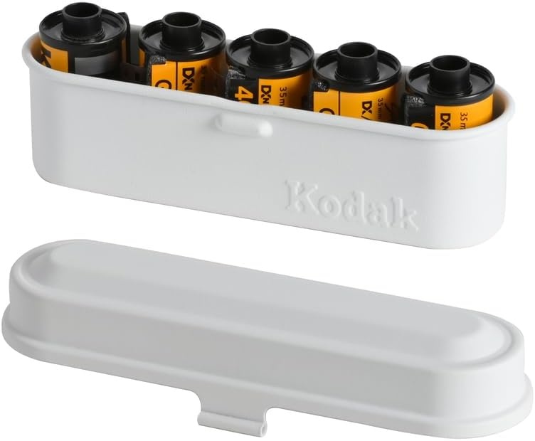image:imageKODAK Film Case for 5 Rolls of 35mm Films Compact Retro Steel Case to Sort and Safeguard Film Rolls Film is not Included RedWhite