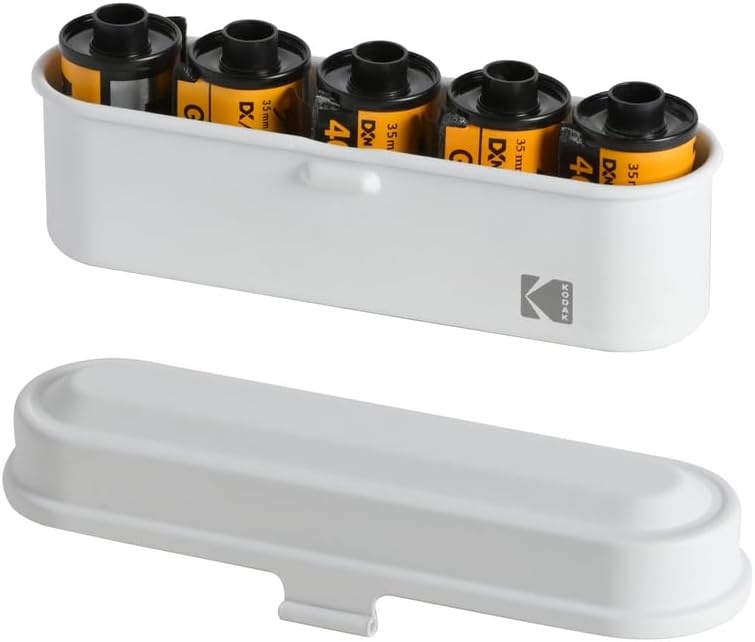 image:imageKODAK Film Case for 5 Rolls of 35mm Films Compact Retro Steel Case to Sort and Safeguard Film Rolls Film is not Included RedWhite