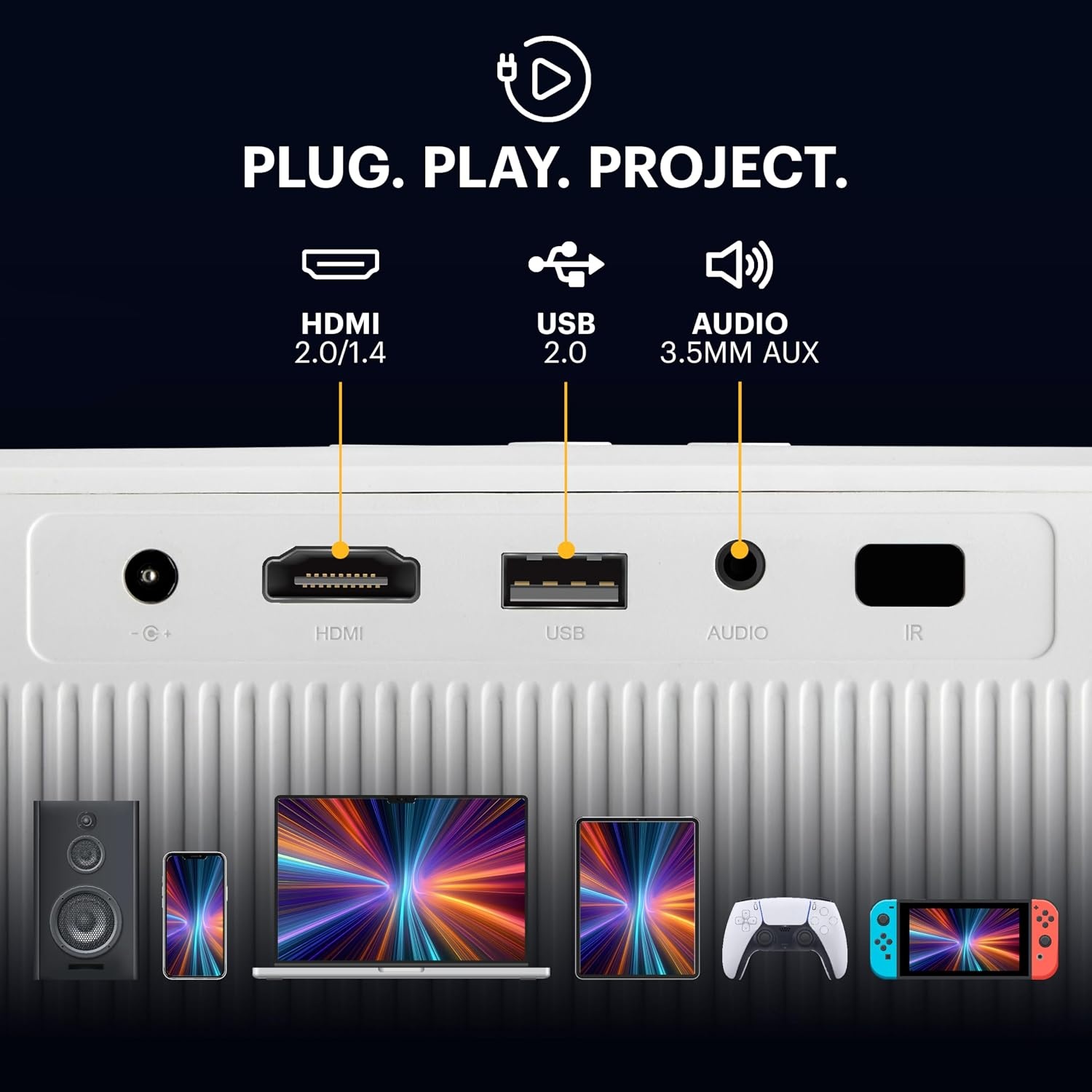 image:imageKODAK Flik X20 1080p Portable Smart Projector Built in ATV Dongle WhiteWhite