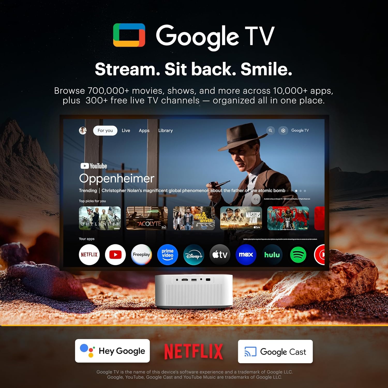 image:imageKODAK Flik X20 1080p Portable Smart Projector Built in ATV Dongle WhiteWhite