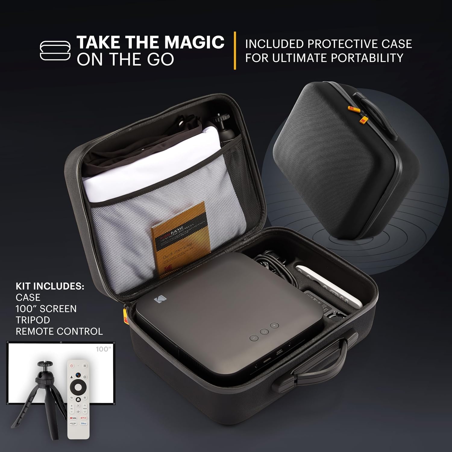 image:imageKODAK Flik X20 1080p Smart Projector Kit Mini Projector White SmallBlack