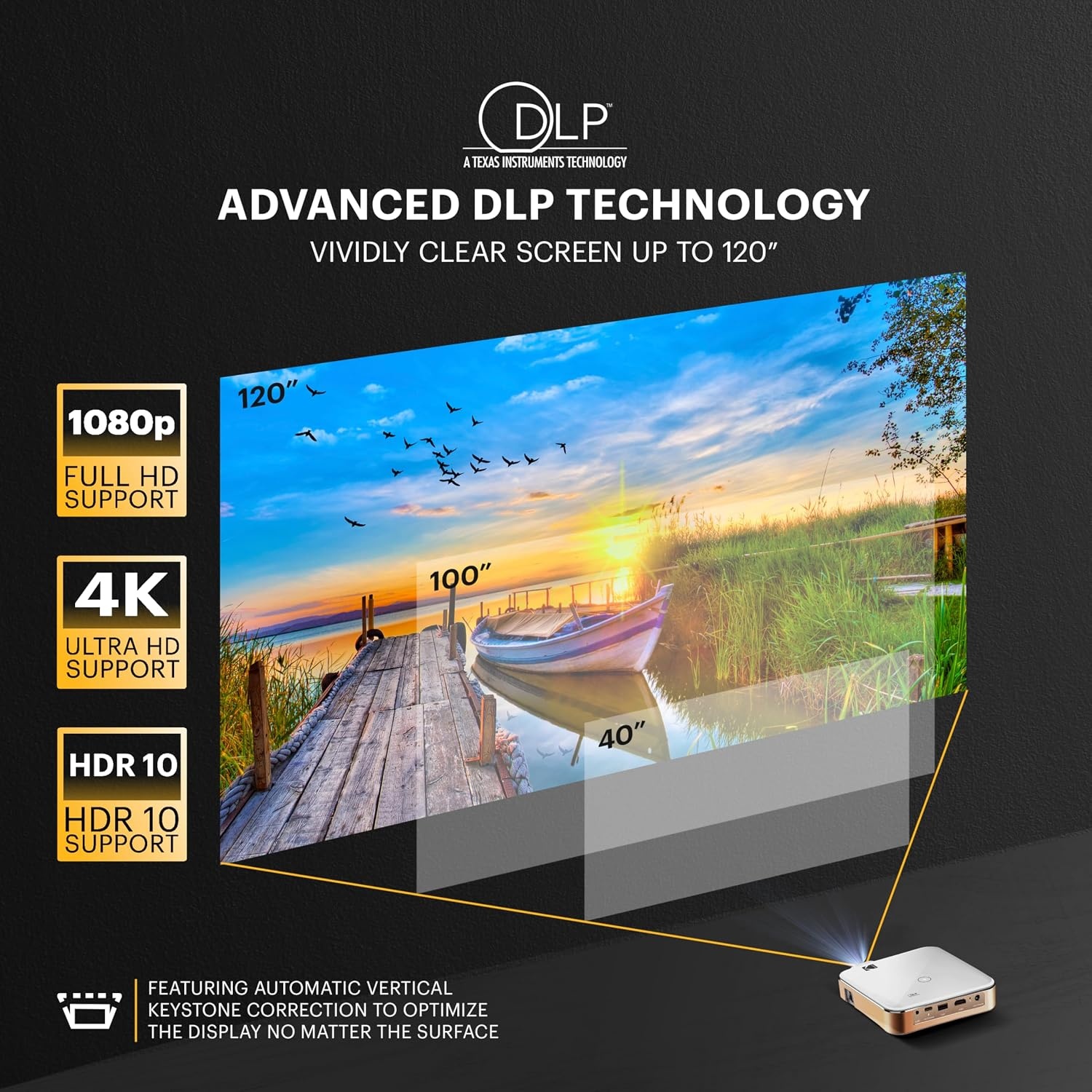 image:imageKODAK Luma 400 Smart Portable Projector Mini Projector with Apps White