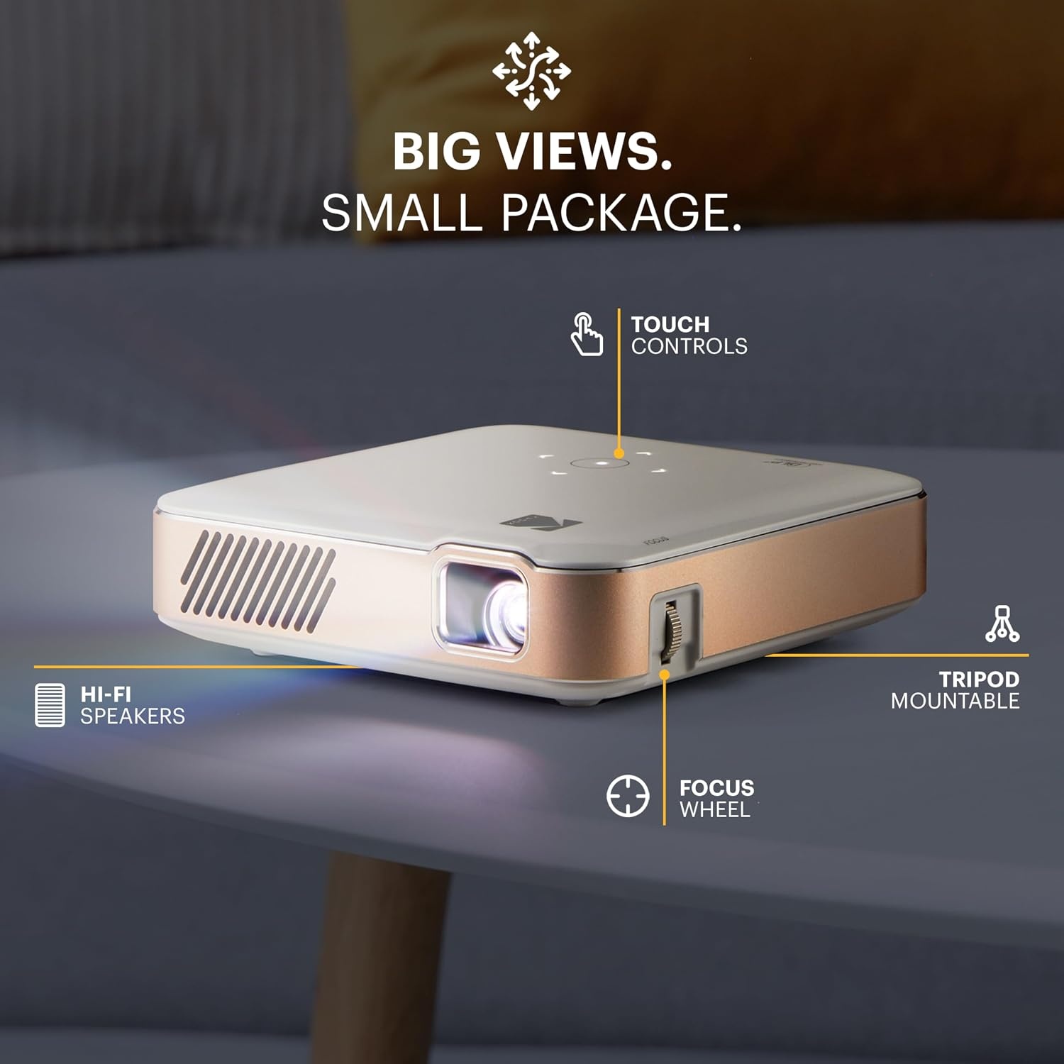 image:imageKODAK Luma 450 Portable Smart Mini Projector 1080p White Pocket