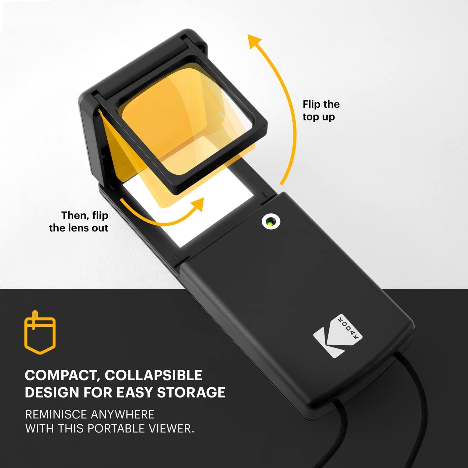 image:imageKODAK Magnifying Lighted Slide Viewer Compact Portable 18x LED Backlight for Vintage 35mm Film Slides Battery Operated Neck Lanyard included