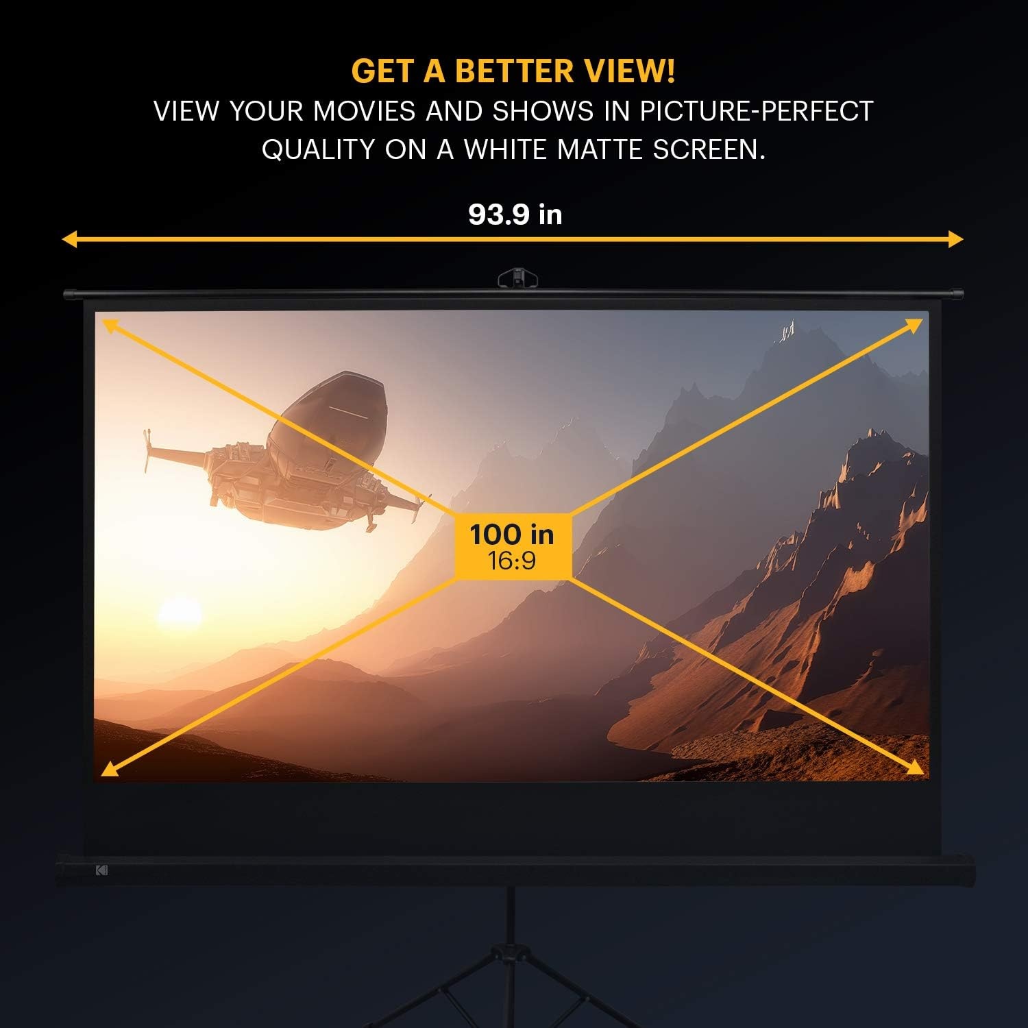 image:imageKODAK Projector Screen 100Inch Tripod Stand 169 Carry Bag