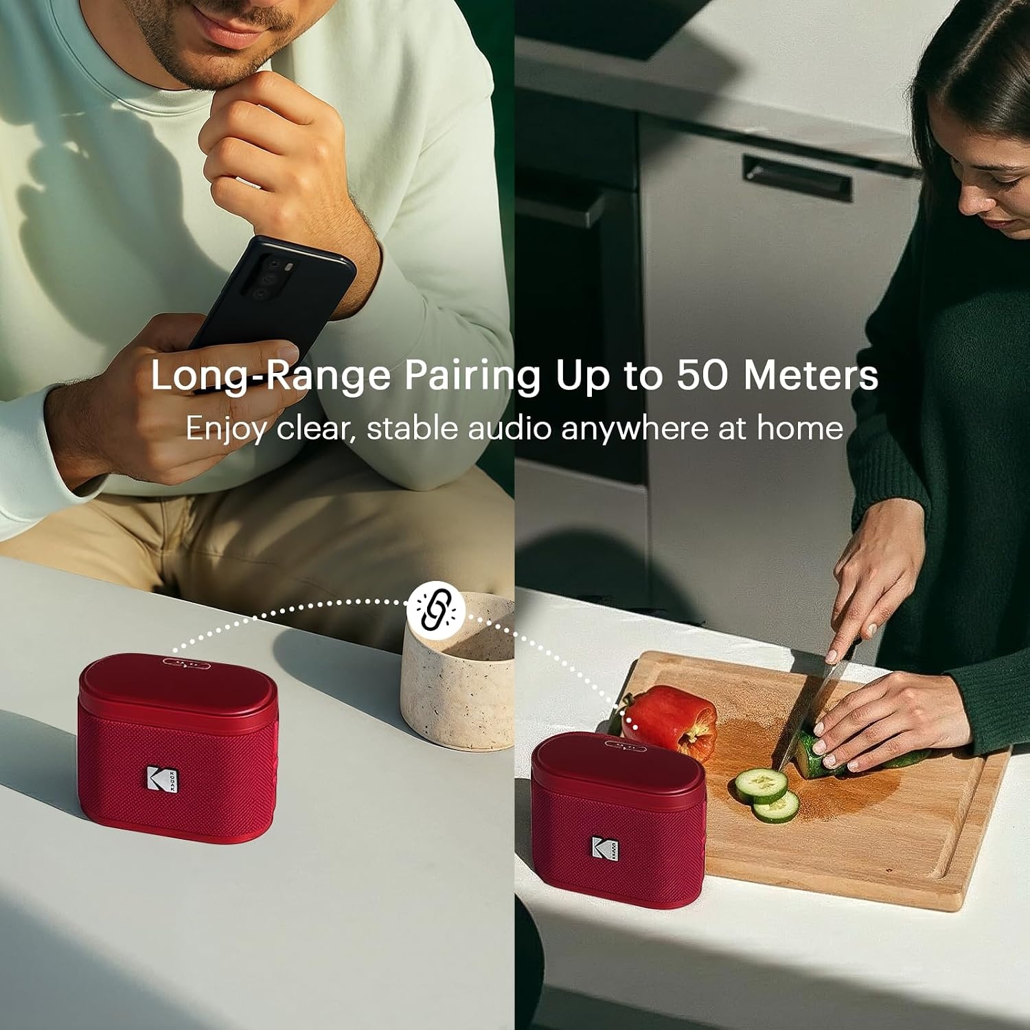 image:imageKODAK SOUNDBRIX Magnetic Splittable Bluetooth Speaker Wireless Portable Bluetooth Speaker with 4 Speaker Pairing Sound and 5H Playtime Water Resistant for Home Outdoor for Men WomenReverb Red