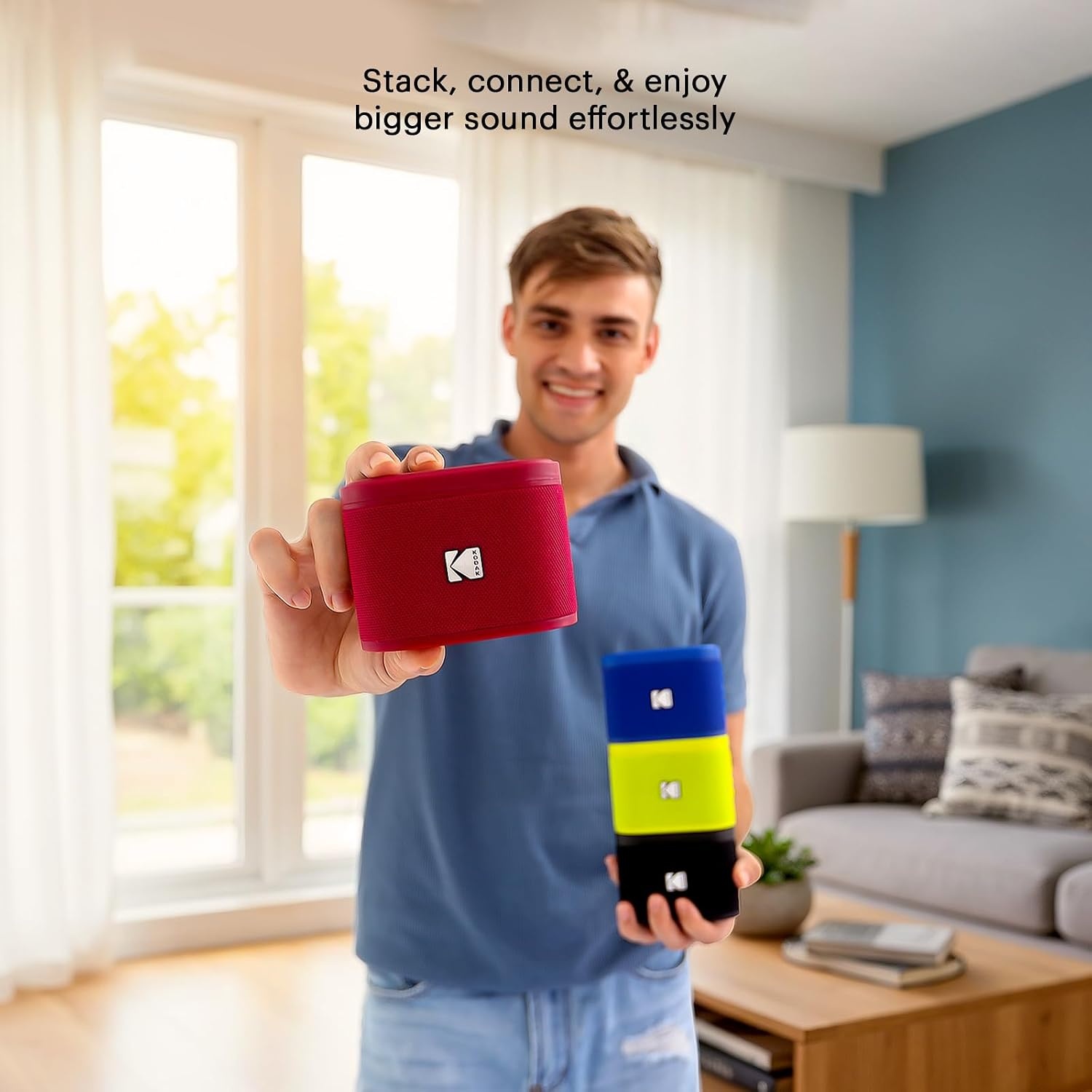 image:imageKODAK SOUNDBRIX Magnetic Splittable Bluetooth Speaker Wireless Portable Bluetooth Speaker with 4 Speaker Pairing Sound and 5H Playtime Water Resistant for Home Outdoor for Men WomenReverb Red