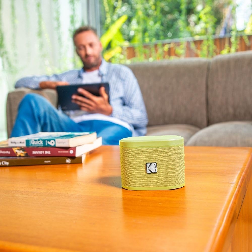 image:imageKODAK SOUNDBRIX Small Speaker Bluetooth Speaker with 360HD Sound and Robust Bass Yellow Mini Speakers IP64 Water Resistant Portable Speakers for Shower Room Car Trip Ideal Gift for Men Women