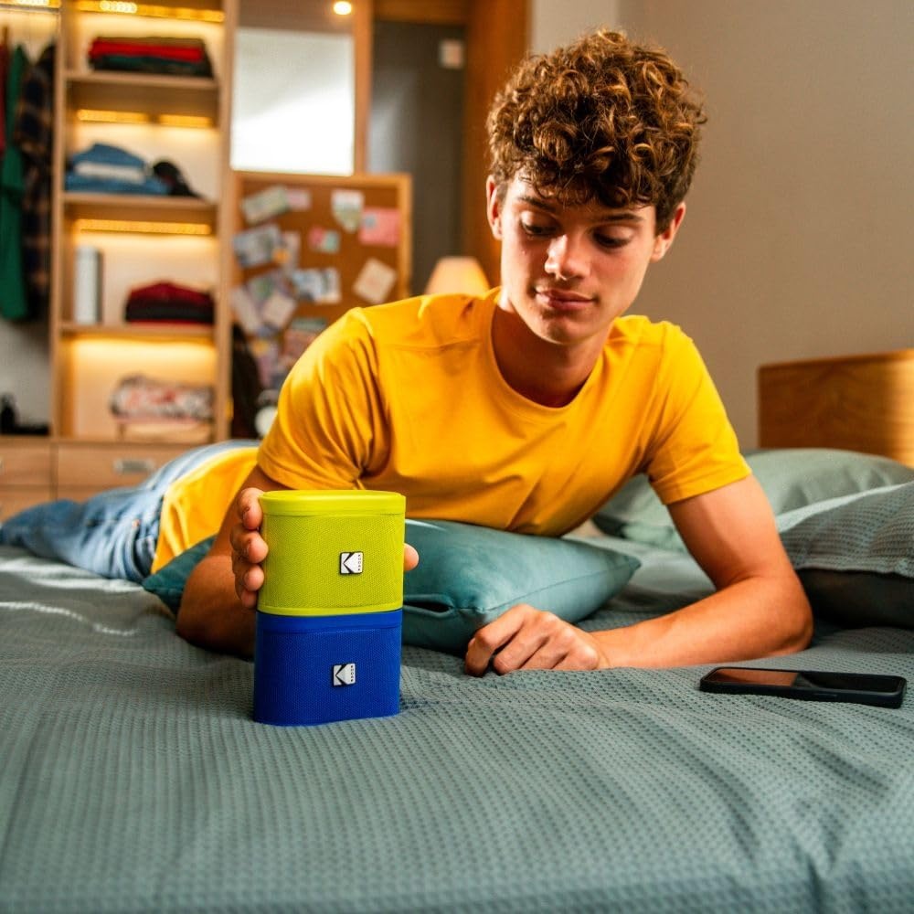 image:imageKODAK SOUNDBRIX Small Speaker Bluetooth Speaker with 360HD Sound and Robust Bass Yellow Mini Speakers IP64 Water Resistant Portable Speakers for Shower Room Car Trip Ideal Gift for Men Women