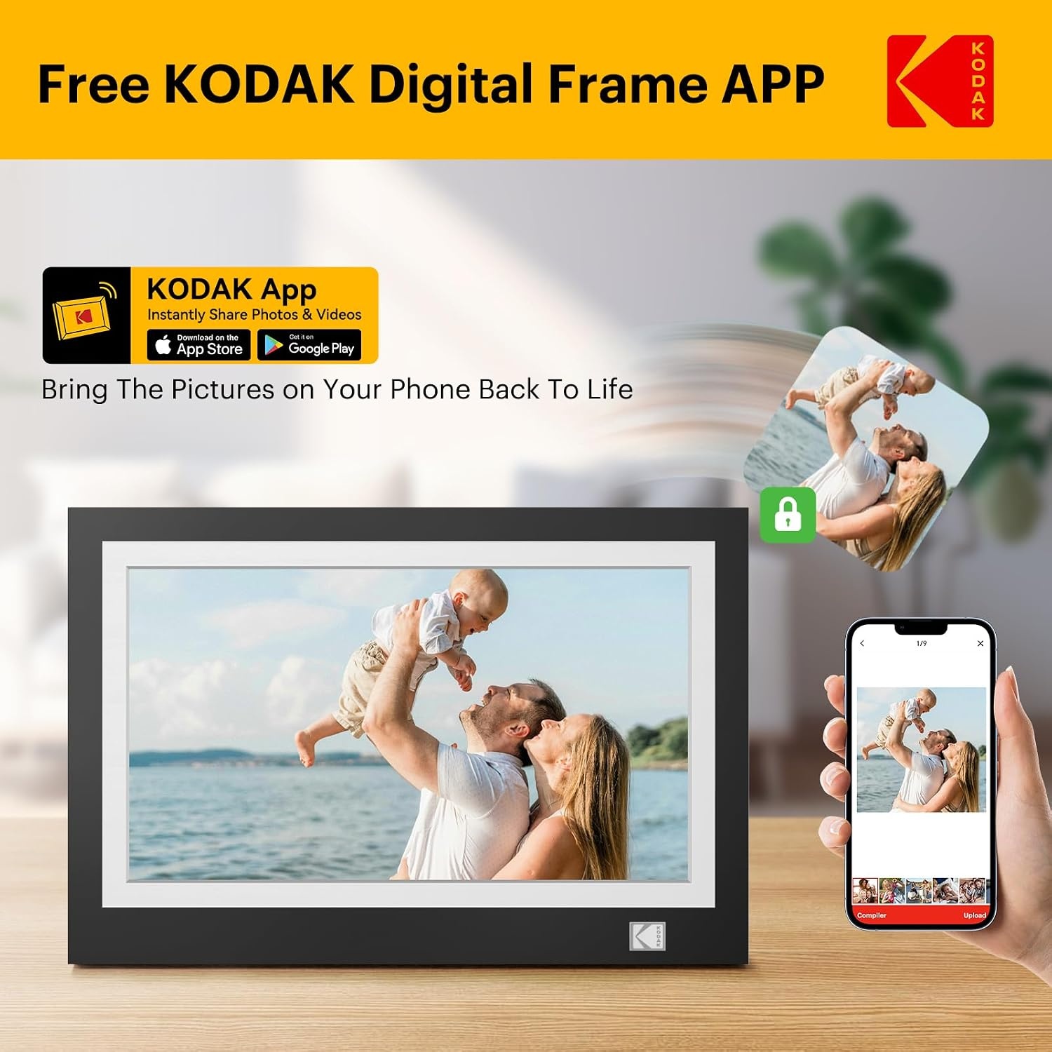 image:imageKODAK WiFi Digital Picture Frame 116 Inch 1366 768 HD IPS Touchscreen Digital Photo Frame with 32GB Storage Easy Setup to Share Photos or Videos The Best Gift for Family and Friends116 Inches