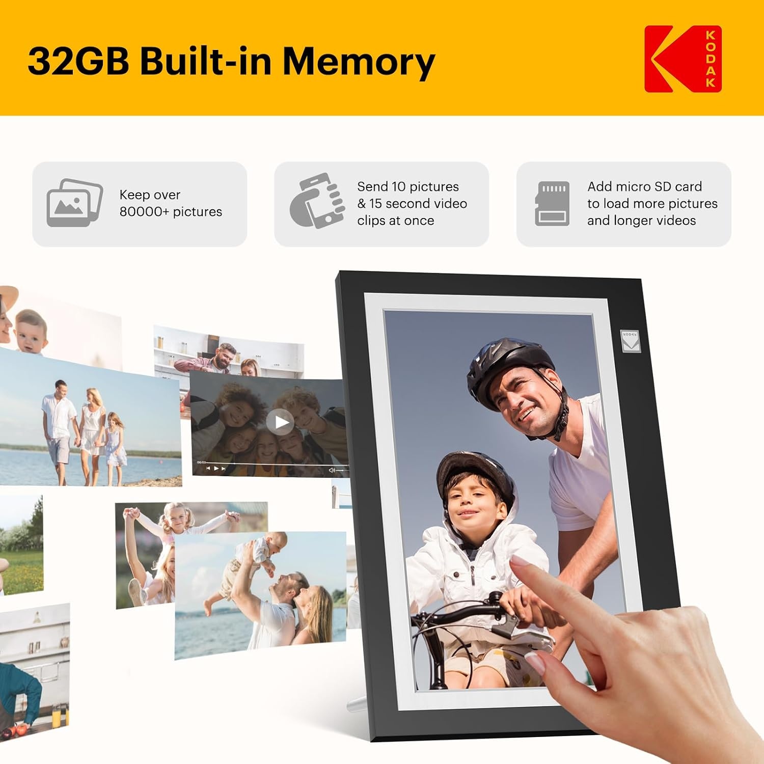 image:imageKODAK WiFi Digital Picture Frame 116 Inch 1366 768 HD IPS Touchscreen Digital Photo Frame with 32GB Storage Easy Setup to Share Photos or Videos The Best Gift for Family and Friends116 Inches