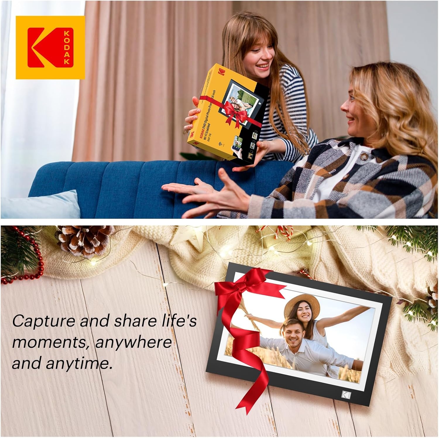 image:imageKODAK WiFi Digital Picture Frame 116 Inch 1366 768 HD IPS Touchscreen Digital Photo Frame with 32GB Storage Easy Setup to Share Photos or Videos The Best Gift for Family and Friends116 Inches
