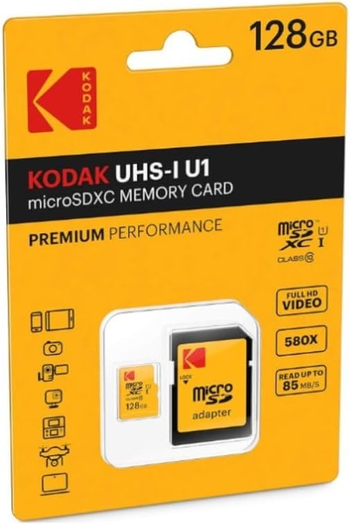 image:imageKodak 128GB Class 10 UHSI U1 MicroSDXC Card with Adapter 10x Write SpeedBlack