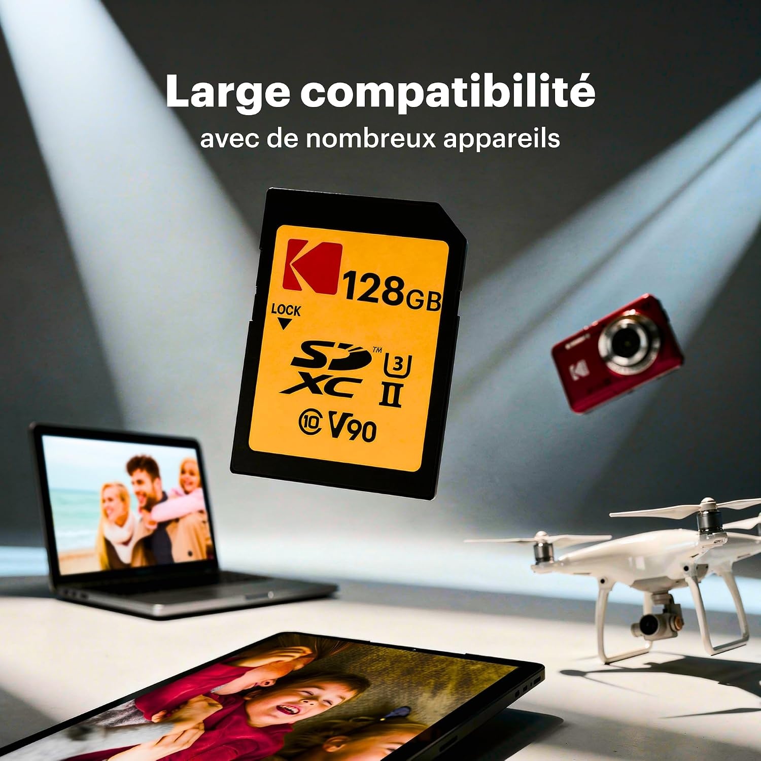 image:imageKodak 128GB UHSII U3 V90 Ultra Pro SDXC Memory Card Up to 3000MBs Read Speed and 270MBs Write Speed128 GB