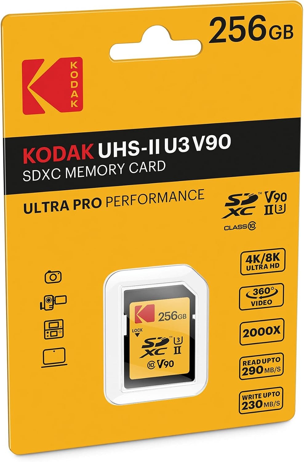image:imageKodak 128GB UHSII U3 V90 Ultra Pro SDXC Memory Card Up to 3000MBs Read Speed and 270MBs Write Speed256 GB
