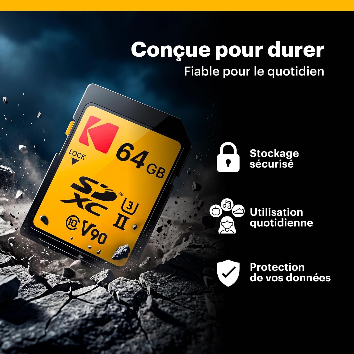 image:imageKodak 128GB UHSII U3 V90 Ultra Pro SDXC Memory Card Up to 3000MBs Read Speed and 270MBs Write Speed64GB