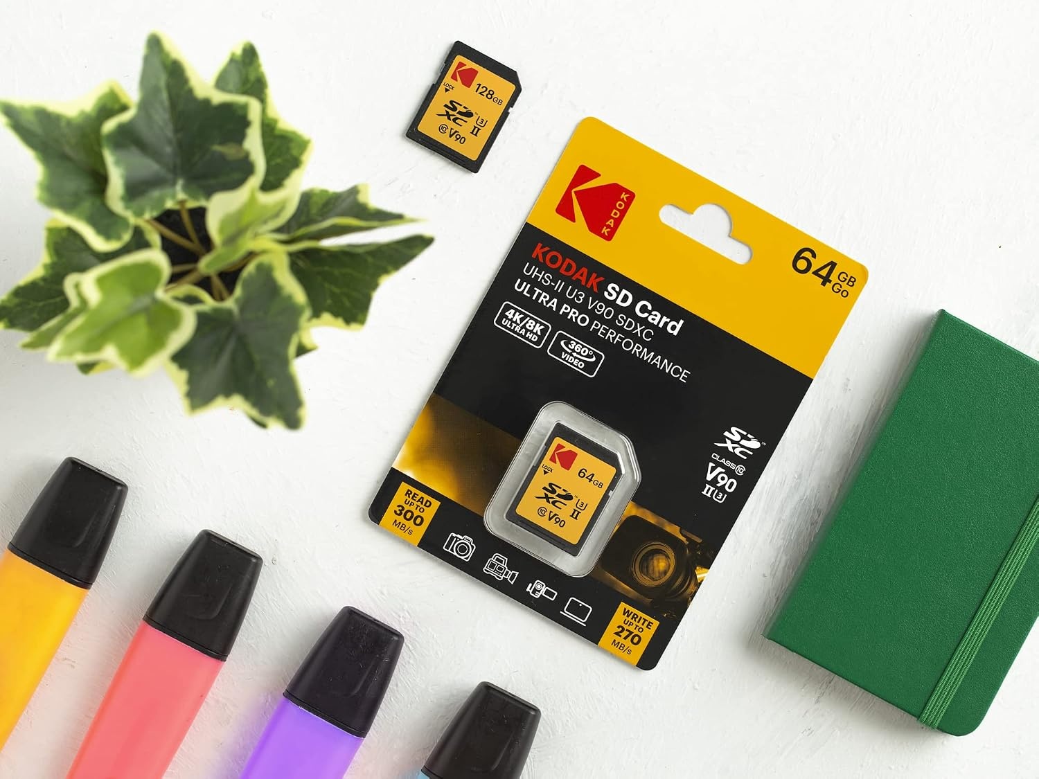 image:imageKodak 128GB UHSII U3 V90 Ultra Pro SDXC Memory Card Up to 3000MBs Read Speed and 270MBs Write Speed64GB