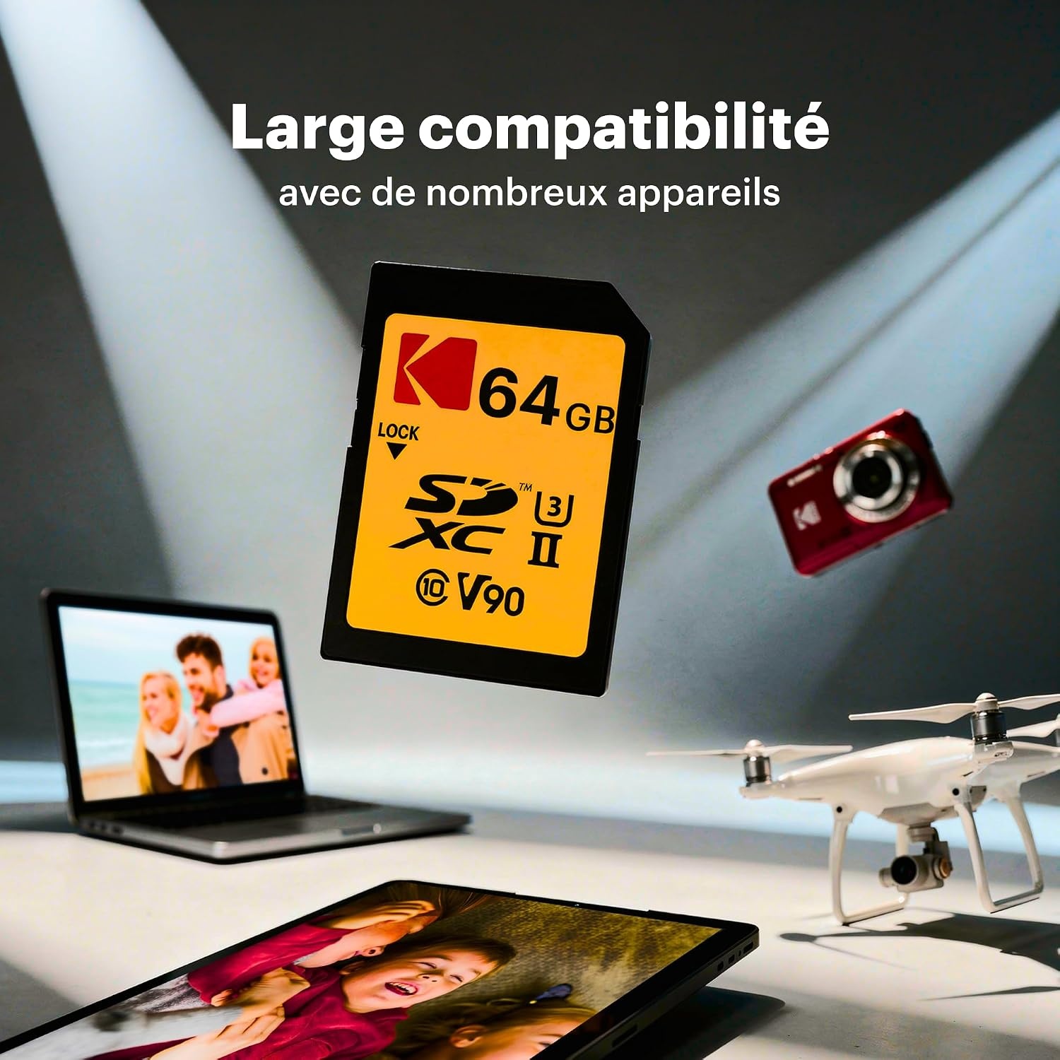 image:imageKodak 128GB UHSII U3 V90 Ultra Pro SDXC Memory Card Up to 3000MBs Read Speed and 270MBs Write Speed64GB