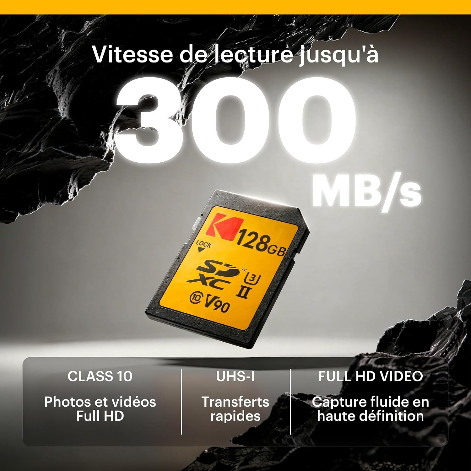 image:imageKodak 128GB UHSII U3 V90 Ultra Pro SDXC Memory Card Up to 3000MBs Read Speed and 270MBs Write Speed64GB