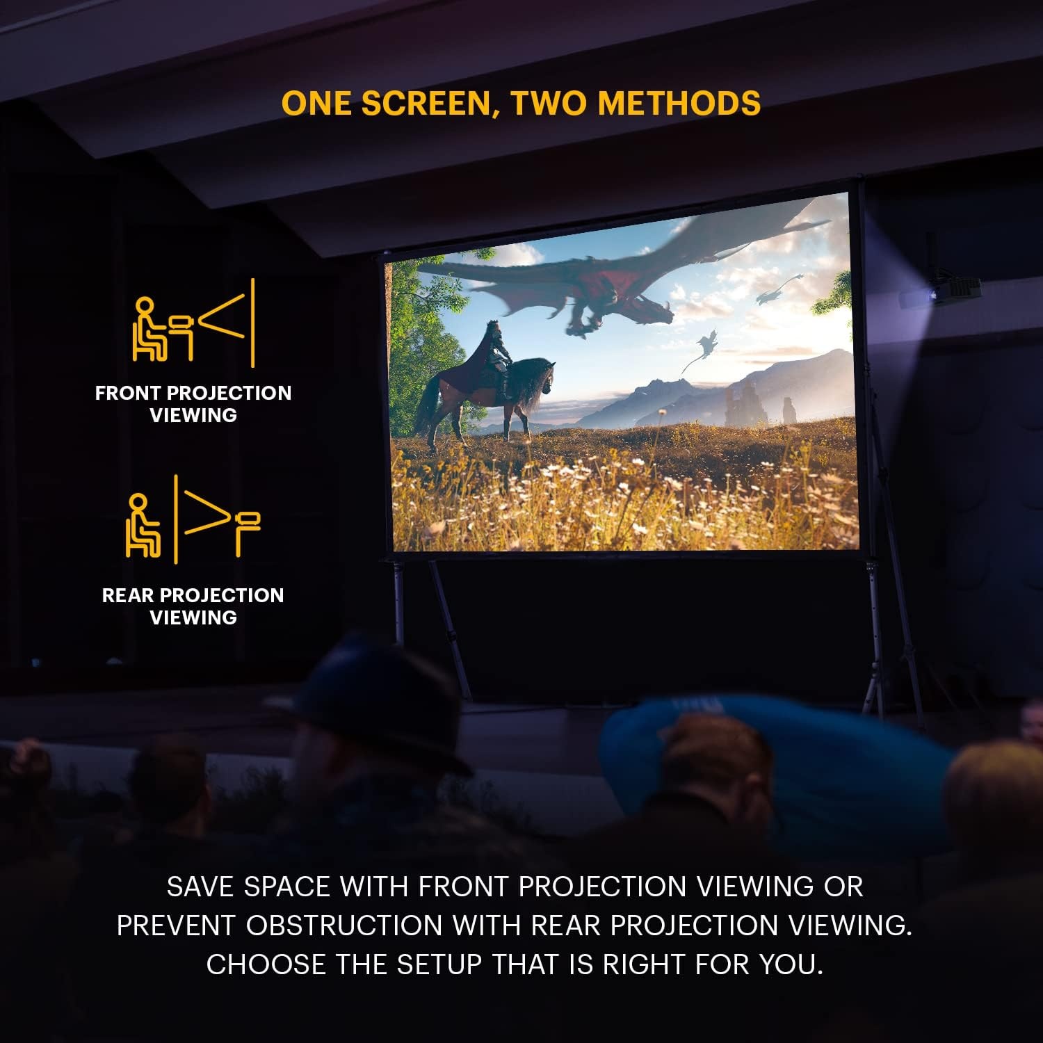 image:imageKodak 150 Dual Projector Screen WStand Fast Fold Gray Rear Projection Backdrop for Outdoor amp Indoor Movies with Tripod Outdoor Stability Kit amp Black Storage Carry Case