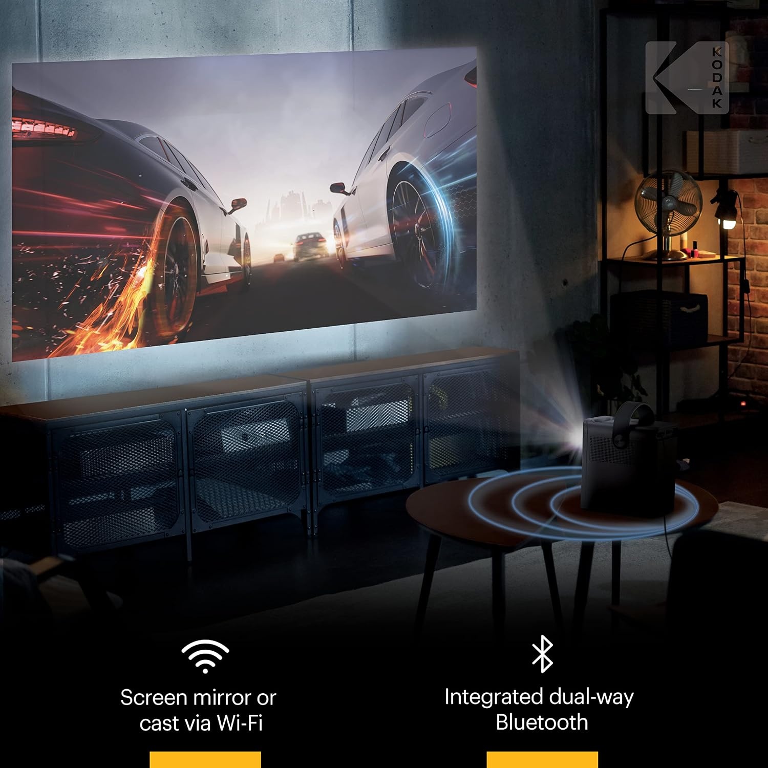 image:imageKodak FLIK HD9 Mini Projector Portable Projector Android TV 10 WhiteBlack