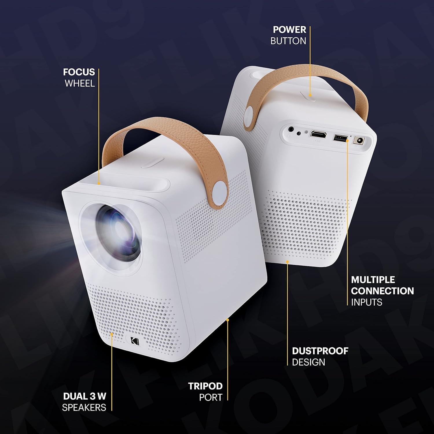 image:imageKodak FLIK HD9 Mini Projector Portable Projector Android TV 10 WhiteWhite