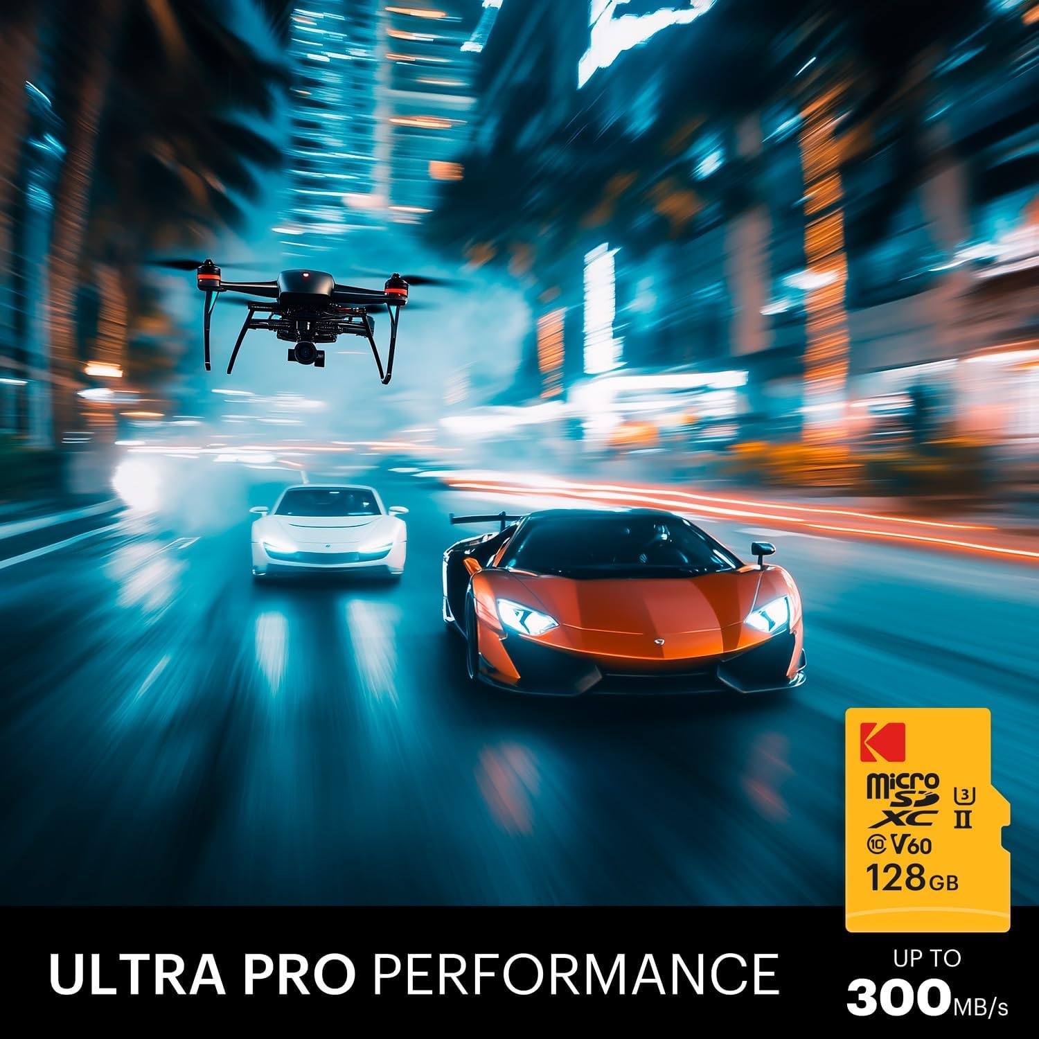 image:imageKodak MicroSD Card 256GB UHSII U3 V60 Ultra Fast Transfer Rate 300MBs Read 160MBs Write 4K8K Video Ideal for Content Creator Includes SD Adapter