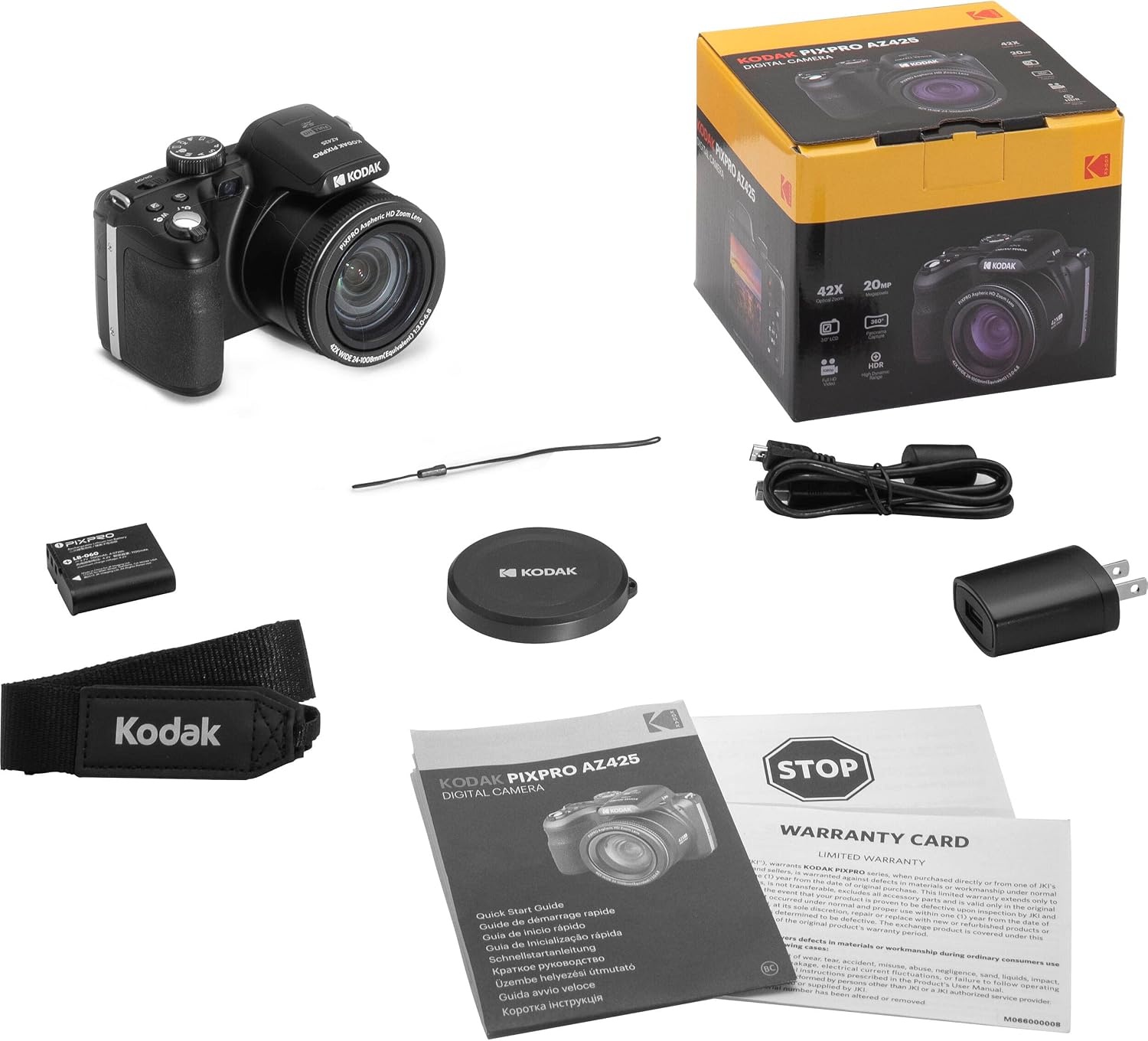 image:imageKodak PIXPRO AZ425 Digital Camera Bundle with 64GB Memory Card Camera Case Black USB Card Reader Table Tripod Accessories BlackBlack