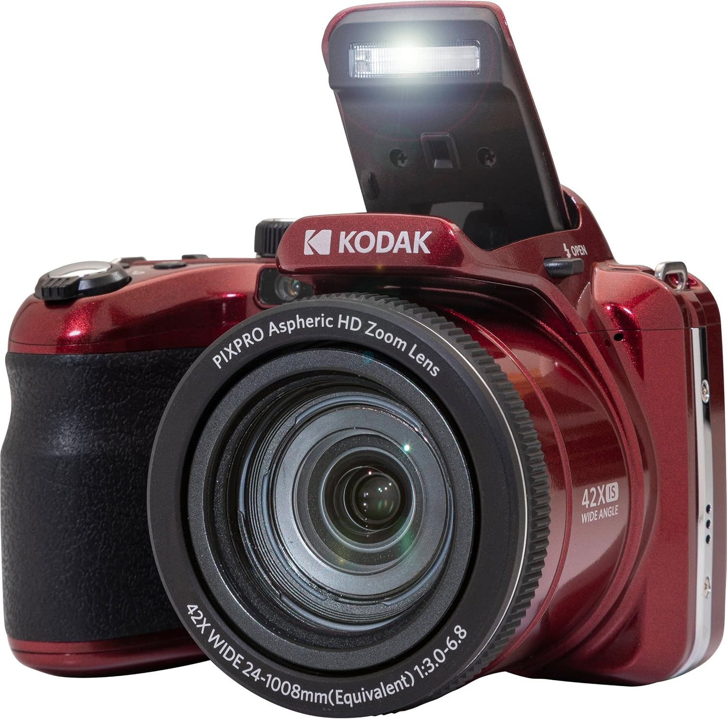 image:imageKodak PIXPRO AZ425 Digital Camera Bundle with 64GB Memory Card Camera Case Black USB Card Reader Table Tripod Accessories BlackRed