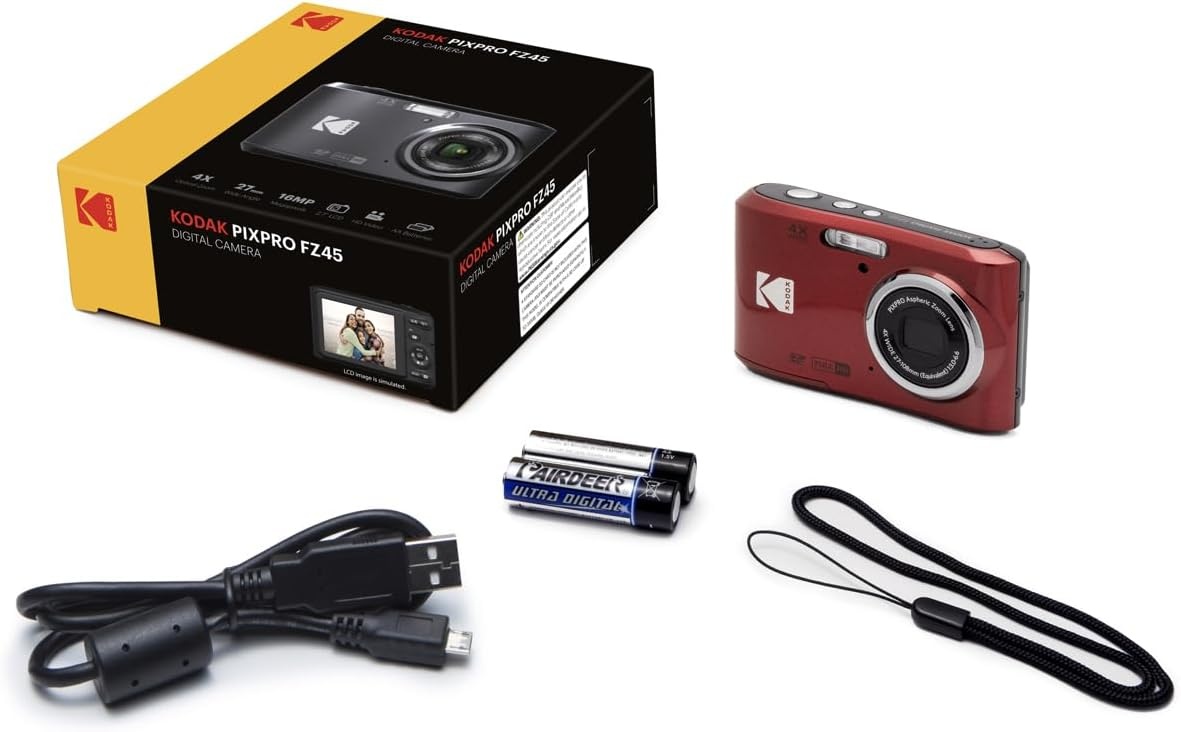 image:imageKodak PIXPRO FZ45 Friendly Zoom 16MP Full HD Digital Camera Bundle with 32GB Memory Card and Camera Bag Flexible Tripod and Card Reader RedRed