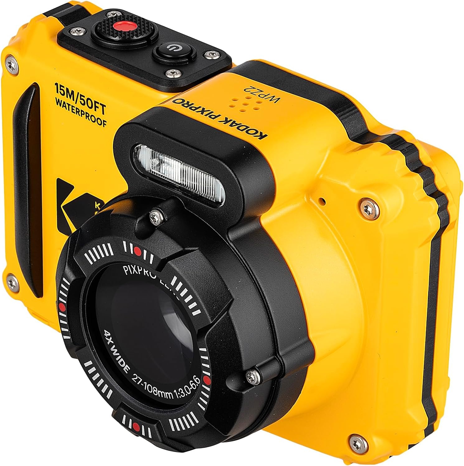 image:imageKodak PIXPRO WPZ2 Digital Camera Yellow Waterproof Shockproof amp Dustproof Camera with 16MP Sensor 1080p Video amp 4X Optical Zoom for Travel amp Outdoor use 32GB Card Vlogger Tripod More