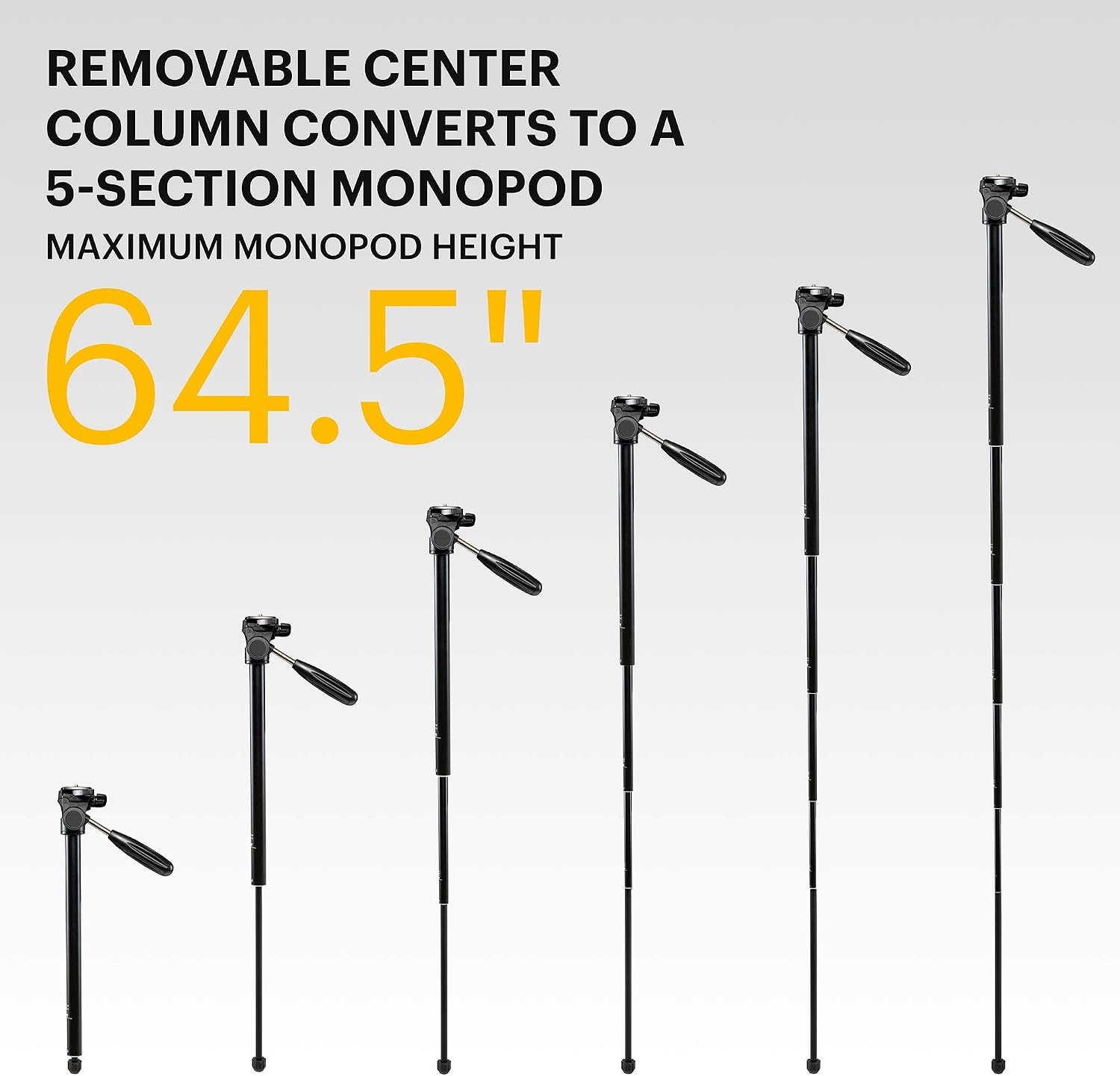 image:imageKodak PhotoGear 2in1 Tripod amp Monopod Lightweight 70 4Section FlipLock Aluminum Stand Converts to 645 Monopod QuickRelease Plates 3Way Swivel Head Bubble Level Bonus Stand EGuide amp CaseTripod With Remote