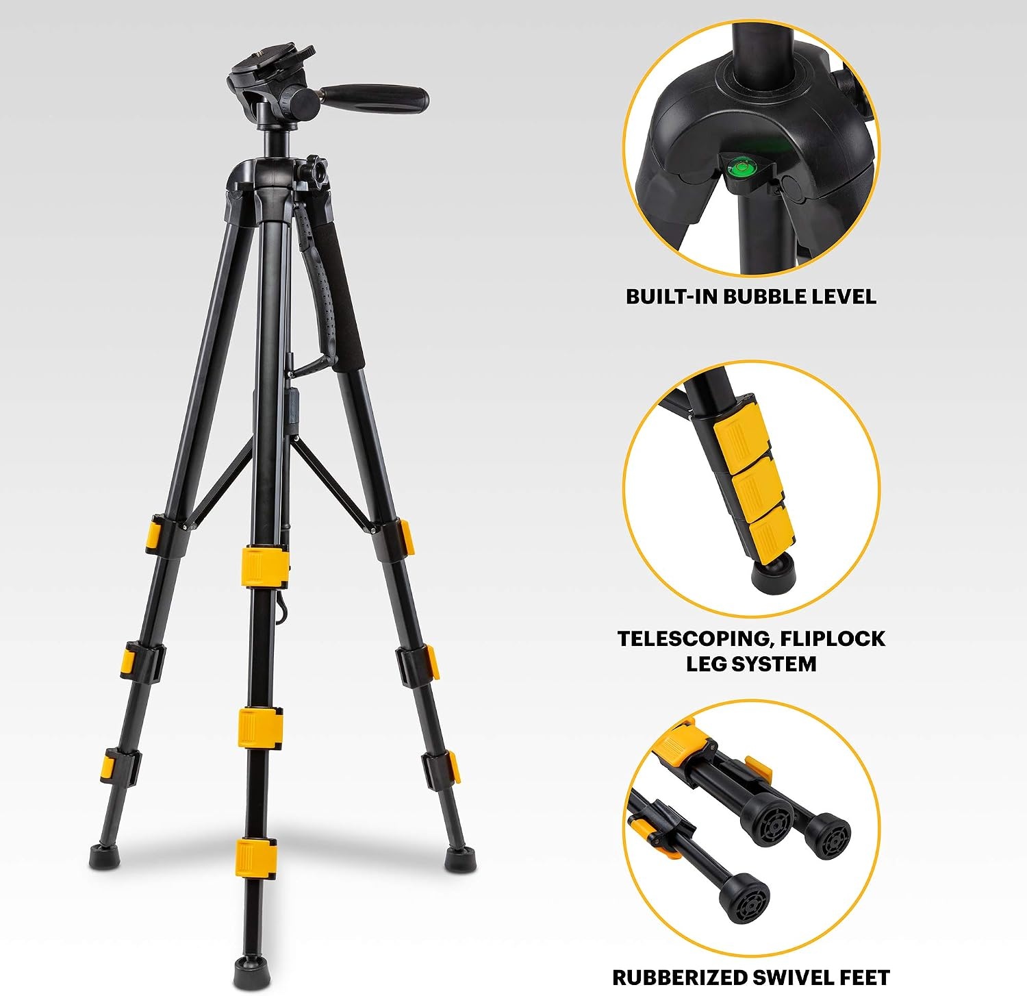 image:imageKodak PhotoGear 2in1 Tripod amp Monopod Lightweight 70 4Section FlipLock Aluminum Stand Converts to 645 Monopod QuickRelease Plates 3Way Swivel Head Bubble Level Bonus Stand EGuide amp CaseTripod With Remote