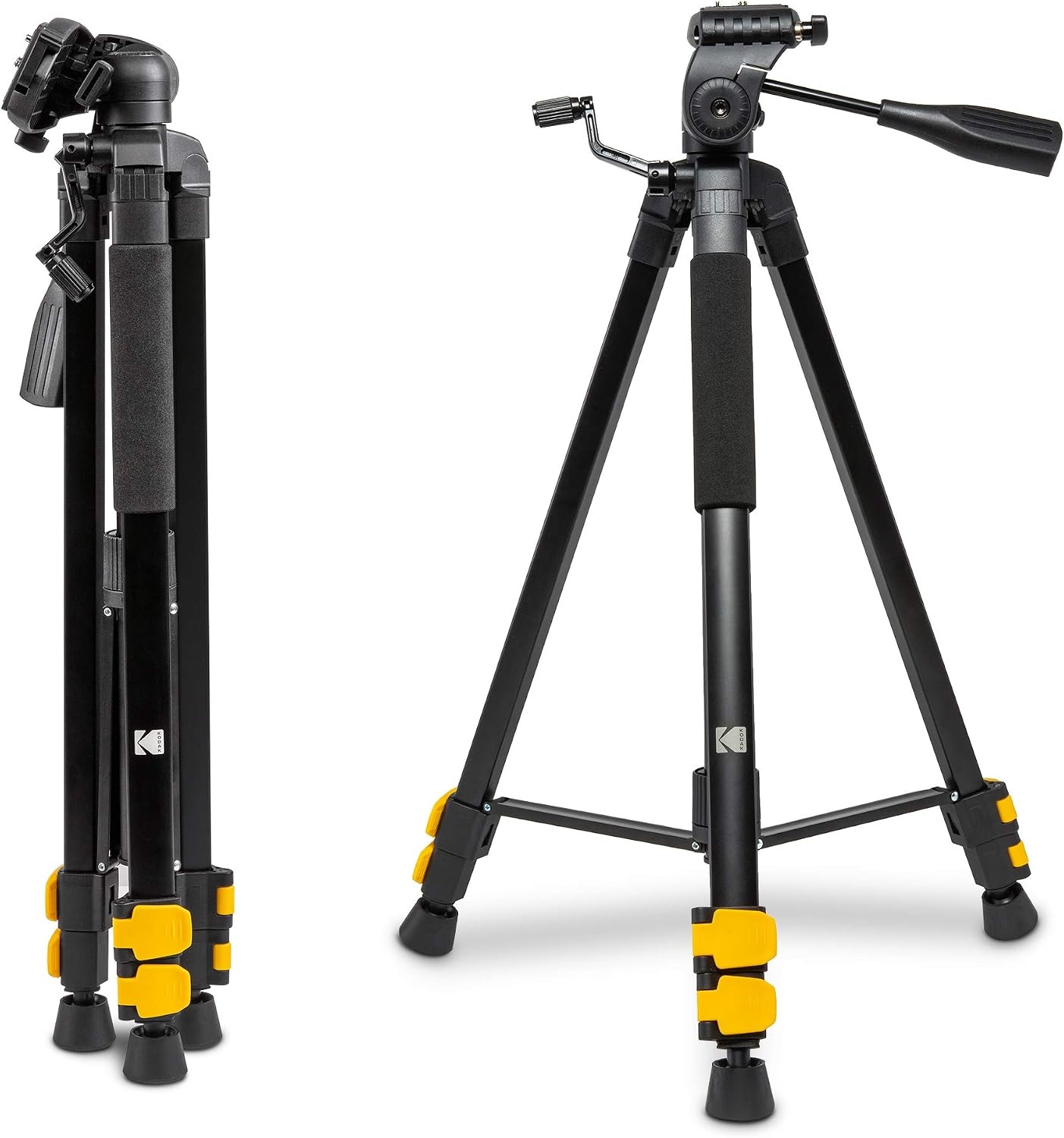 image:imageKodak PhotoGear 62 Lightweight Tripod Compact 3Section FlipLock Aluminum Tripod Adjusts 2262 QuickRelease Plate Smartphone Adapter amp 14 to 38 Screw Bubble Level Carry Case EGuide62 With Remote