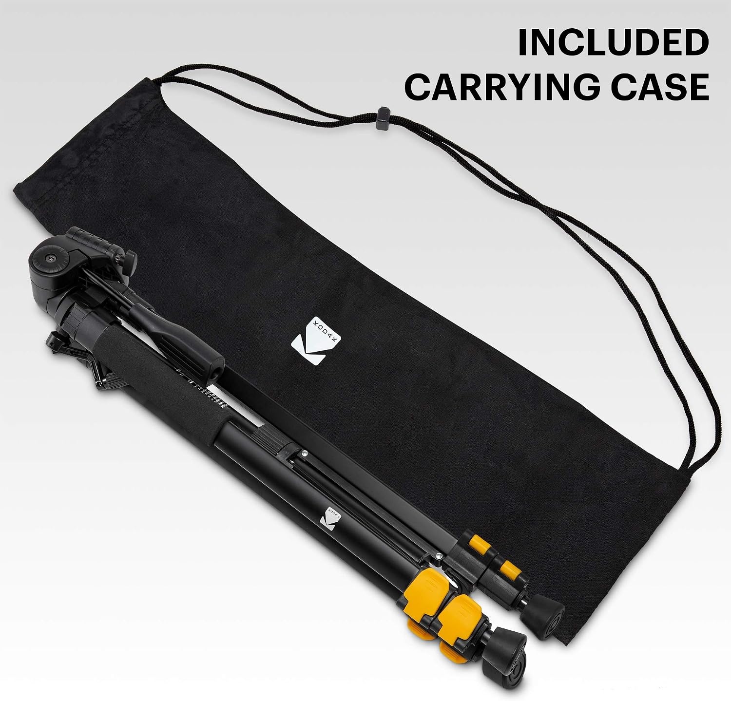 image:imageKodak PhotoGear 62 Lightweight Tripod Compact 3Section FlipLock Aluminum Tripod Adjusts 2262 QuickRelease Plate Smartphone Adapter amp 14 to 38 Screw Bubble Level Carry Case EGuide62 With Remote