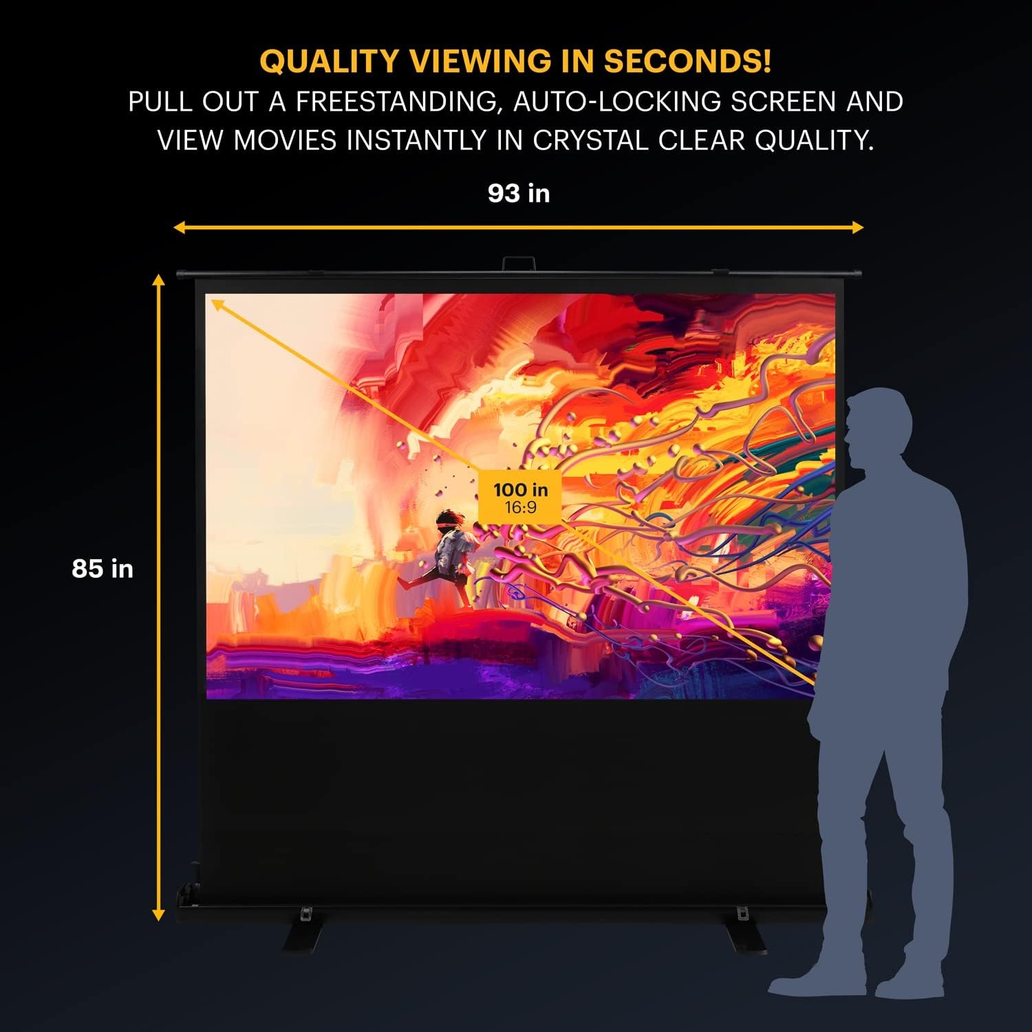 image:imageKodak Portable Projector Screen 100 Indoor amp Outdoor 169 Video Projection Surface amp Stand with Carry Handle 1080p 4K8K UHD 3D amp HDR Ready Fast Setup for Movies Office Presentations amp More