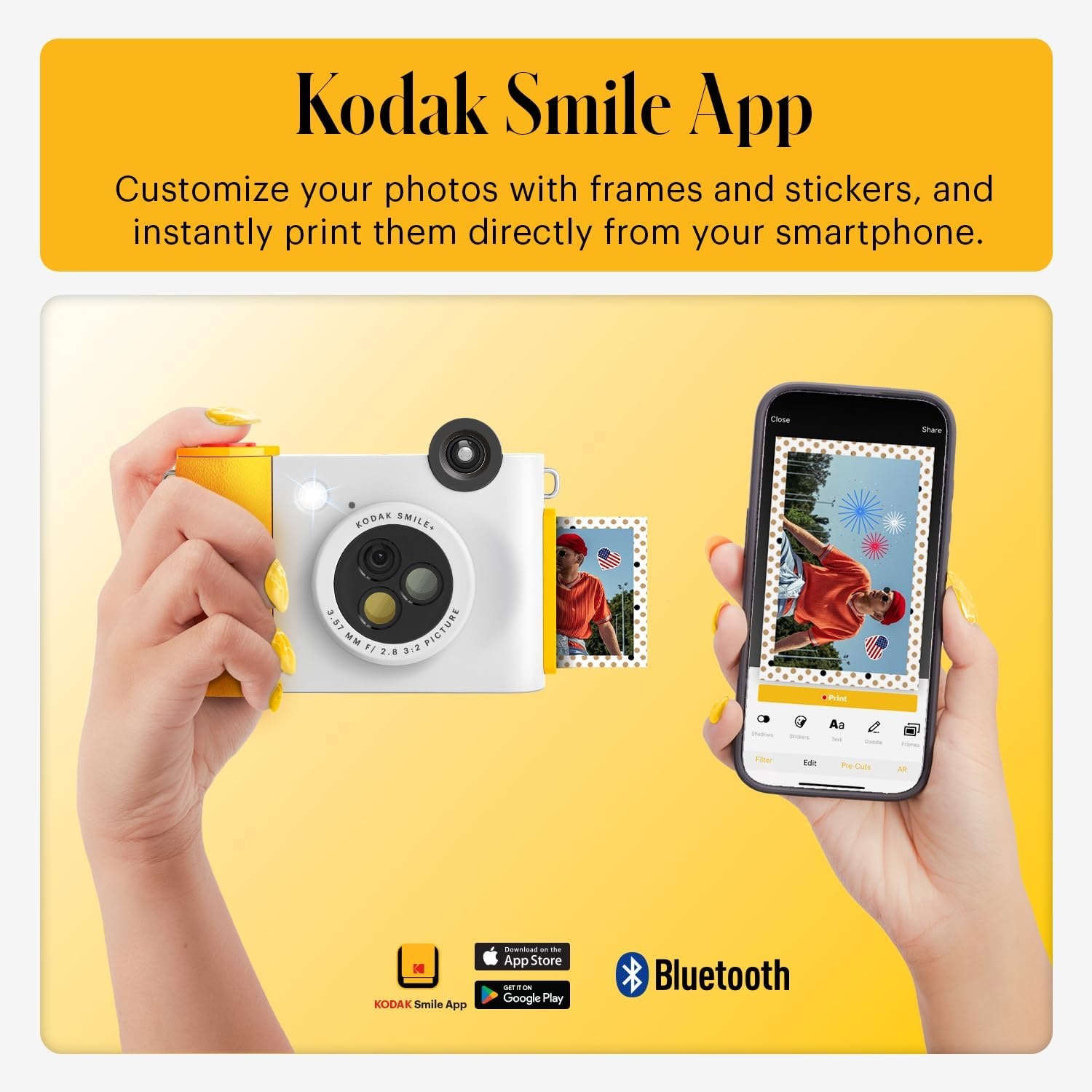 image:imageKodak Smile 2in1 Digital Instant Print Camera amp Photo Printer Gift Bundle Case Zink 2x3 Sticky Back Photo Paper 20pk Album Sticker Sets Sticker Frames Hanging Frames Markers BlackWhite