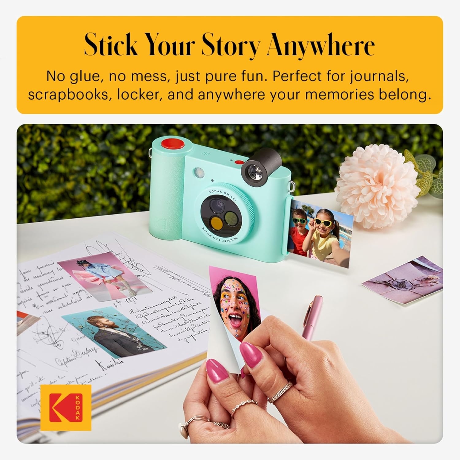 image:imageKodak Smile 2in1 Digital Instant Print Camera amp Photo Printer Gift Bundle Case Zink 2x3 Sticky Back Photo Paper 20pk Album Sticker Sets Sticker Frames Hanging Frames Markers BlackGreen