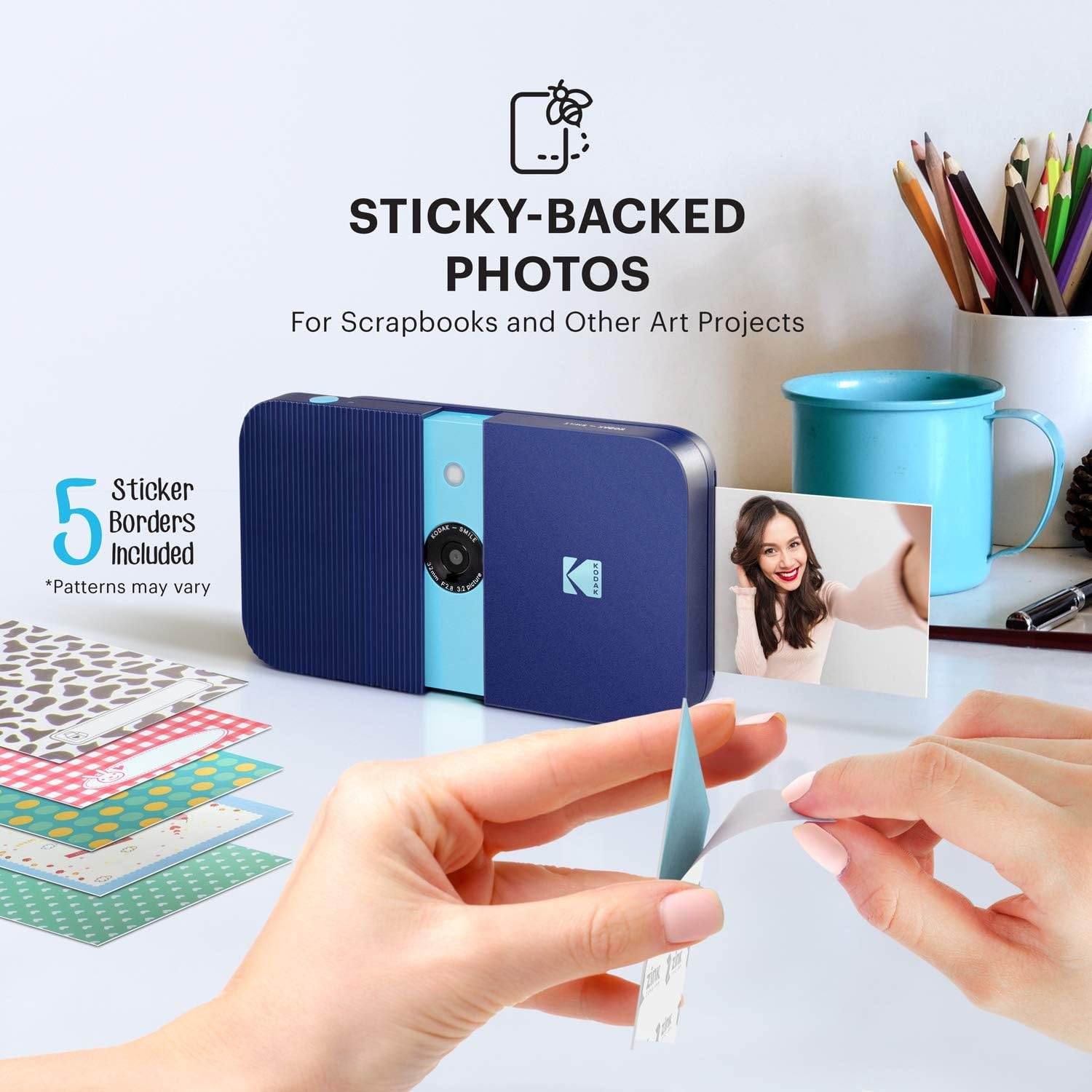 image:imageKodak Smile 2in1 Digital Instant Print Camera amp Photo Printer Gift Bundle Case Zink 2x3 Sticky Back Photo Paper 20pk Album Sticker Sets Sticker Frames Hanging Frames Markers BlackBlack