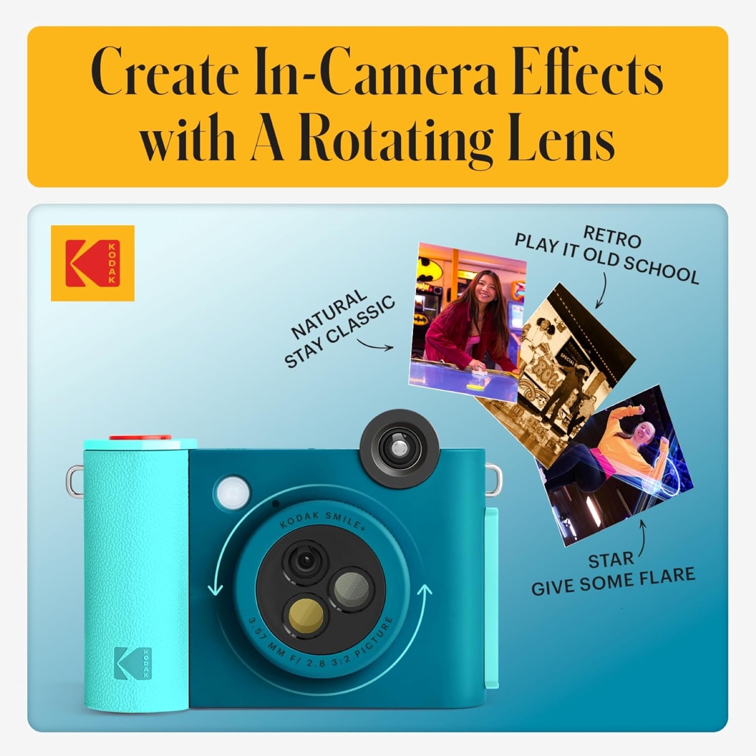 image:imageKodak Smile 2in1 Digital Instant Print Camera amp Photo Printer Gift Bundle Case Zink 2x3 Sticky Back Photo Paper 20pk Album Sticker Sets Sticker Frames Hanging Frames Markers BlackBlue