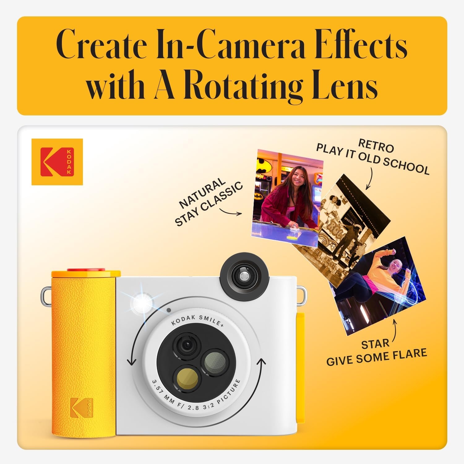 image:imageKodak Smile 2in1 Digital Instant Print Camera amp Photo Printer Gift Bundle Case Zink 2x3 Sticky Back Photo Paper 20pk Album Sticker Sets Sticker Frames Hanging Frames Markers BlackWhite