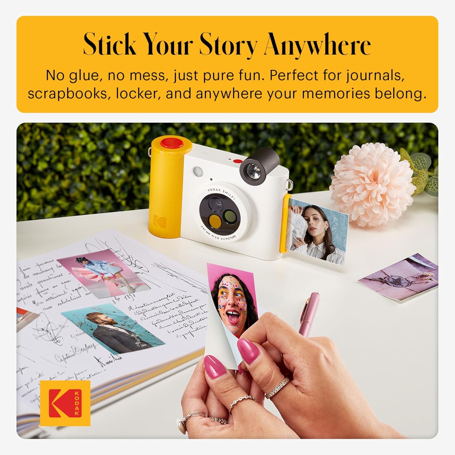 image:imageKodak Smile 2in1 Digital Instant Print Camera amp Photo Printer Gift Bundle Case Zink 2x3 Sticky Back Photo Paper 20pk Album Sticker Sets Sticker Frames Hanging Frames Markers BlackWhite