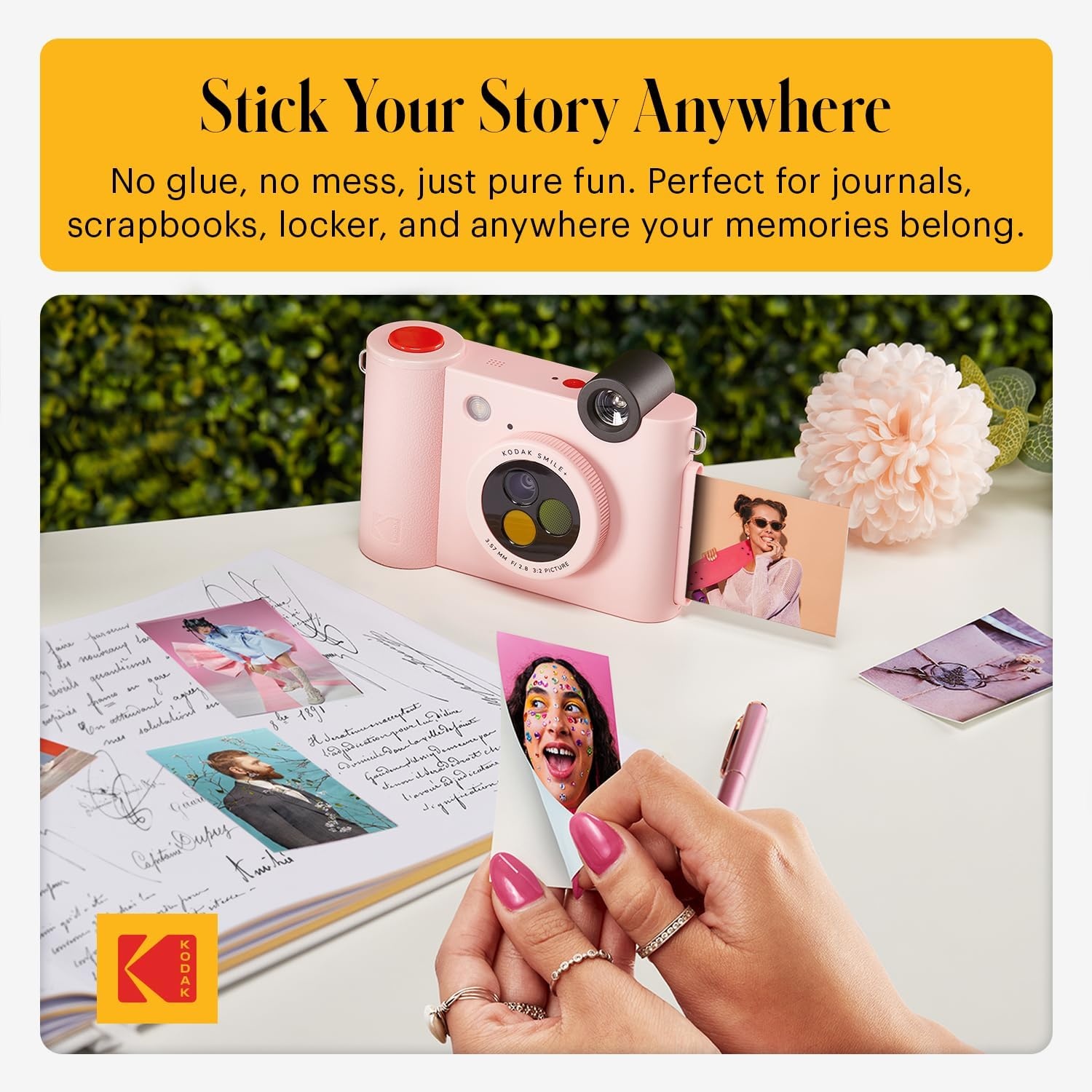 image:imageKodak Smile 2in1 Digital Instant Print Camera amp Photo Printer Gift Bundle Case Zink 2x3 Sticky Back Photo Paper 20pk Album Sticker Sets Sticker Frames Hanging Frames Markers BlackPink