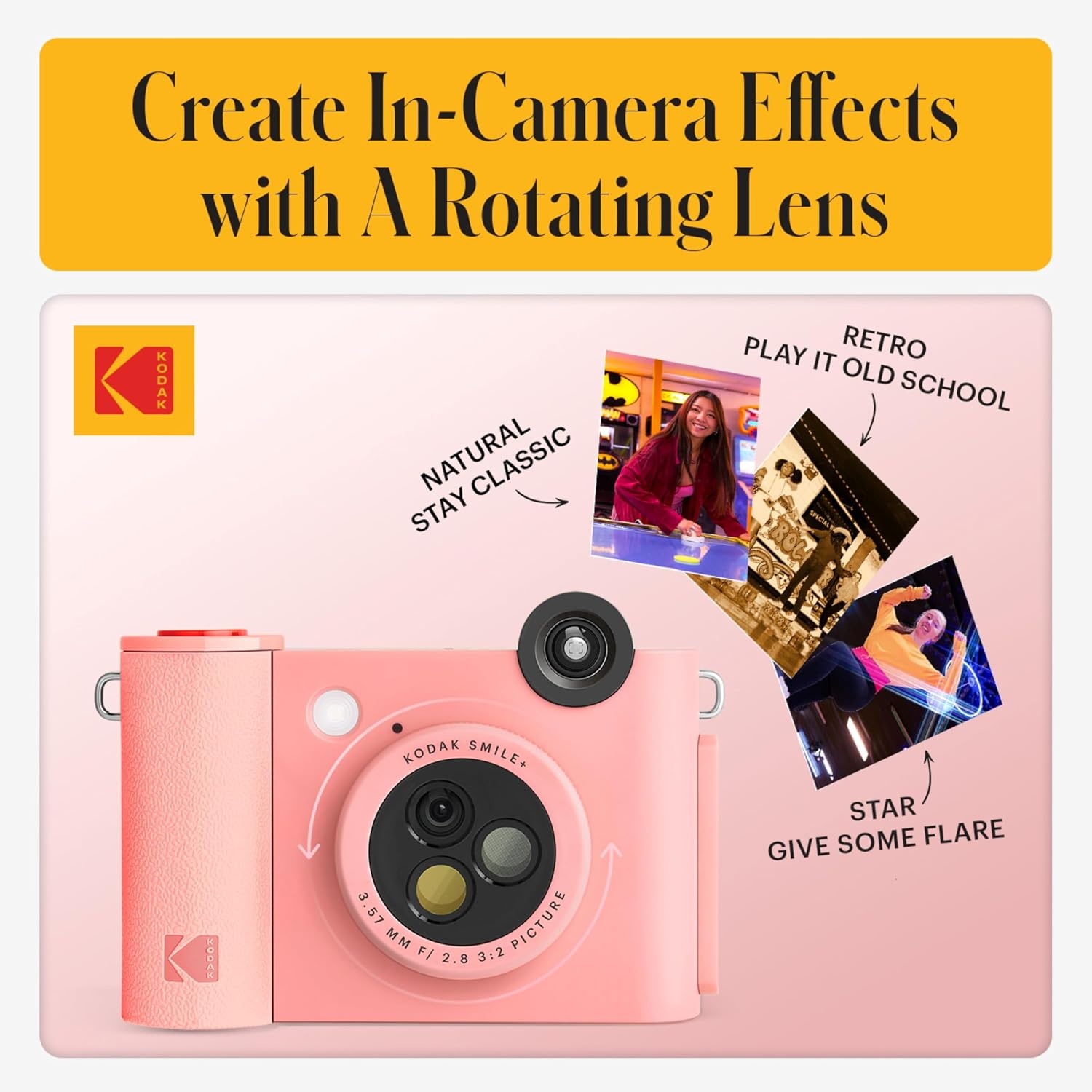 image:imageKodak Smile 2in1 Digital Instant Print Camera amp Photo Printer Gift Bundle Case Zink 2x3 Sticky Back Photo Paper 20pk Album Sticker Sets Sticker Frames Hanging Frames Markers BlackPink