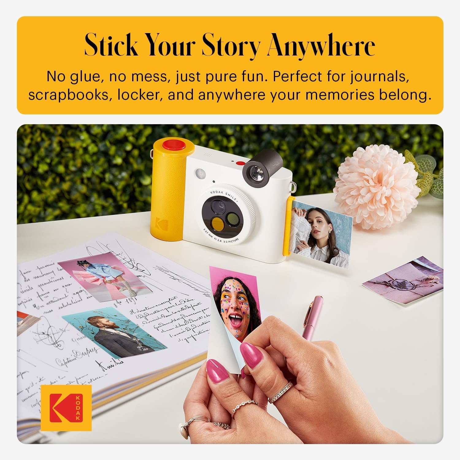 image:imageKodak Smile 2in1 Digital Instant Print Camera amp Photo Printer Gift Bundle Case Zink 2x3 Sticky Back Photo Paper 20pk Album Sticker Sets Sticker Frames Hanging Frames Markers BlackWhite