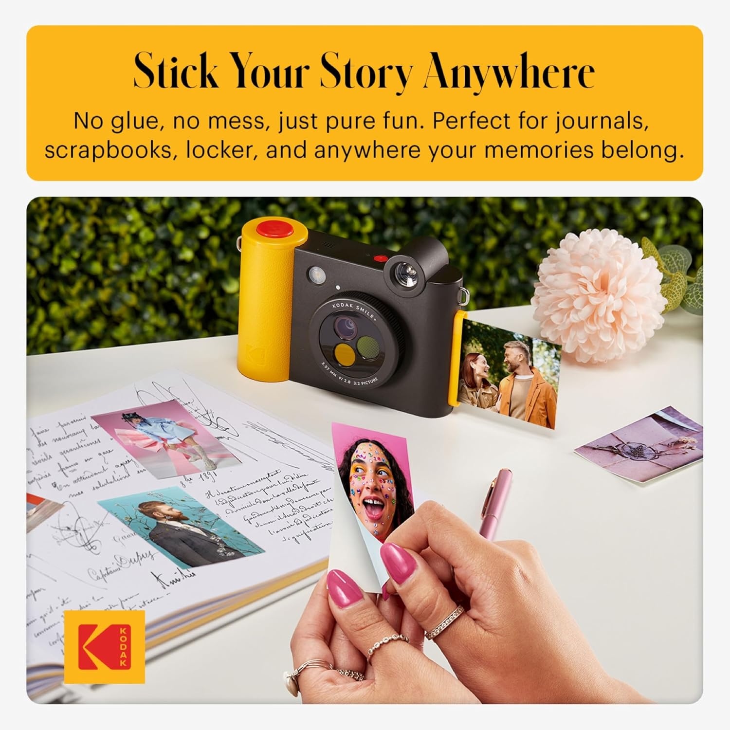 image:imageKodak Smile 2in1 Digital Instant Print Camera amp Photo Printer Gift Bundle Case Zink 2x3 Sticky Back Photo Paper 20pk Album Sticker Sets Sticker Frames Hanging Frames Markers BlackBlack