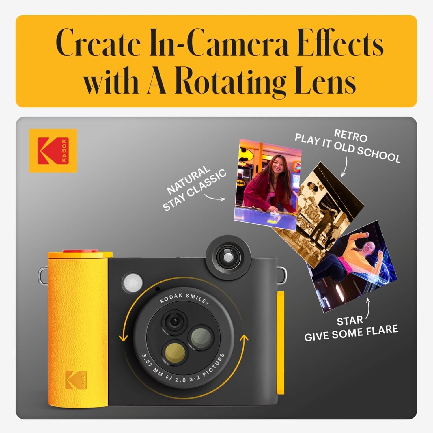 image:imageKodak Smile 2in1 Digital Instant Print Camera amp Wireless Bluetooth Photo Printer Starter Bundle Carrying Case Zink 20pk StickyBack Photo Paper 10MP SpecialEffect Rotating Lens Black