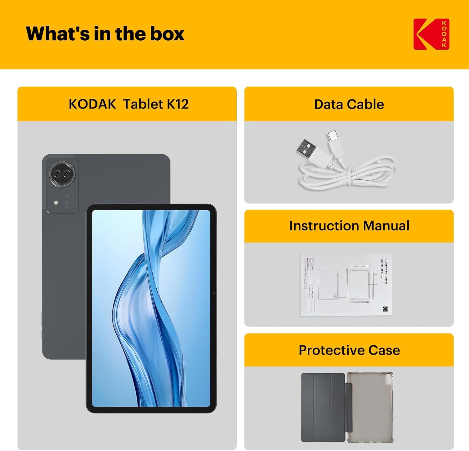 image:imageKodak Tablet K12 12 FHD 128GB Android Tablet OctaCore 2000 1200 FHD Display 1234456