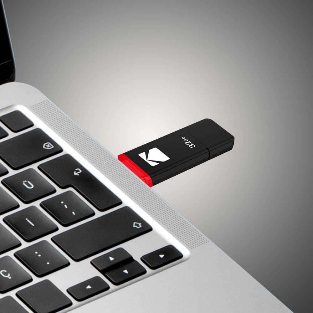 image:imageKodak USB Flash Drive 64 GB K100 Classic Black mat Casing Series with a Transparent red Neck a Cap EKMMD64GK102Black Red