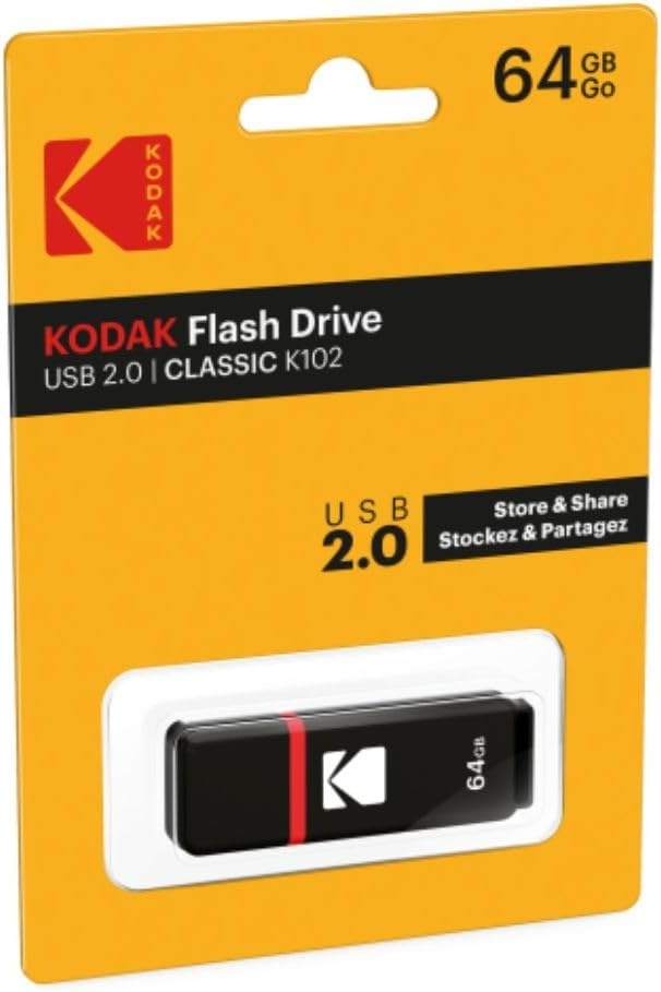image:imageKodak USB Flash Drive 64 GB K100 Classic Black mat Casing Series with a Transparent red Neck a Cap EKMMD64GK102Black Red